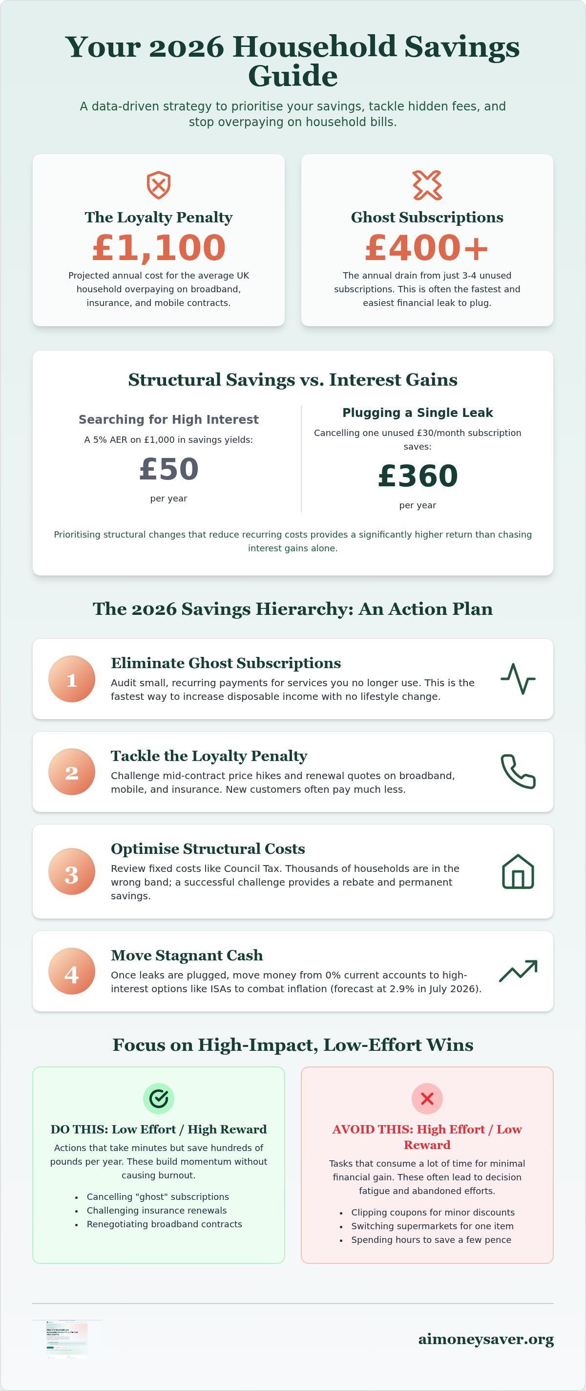 Ranked savings actions UK