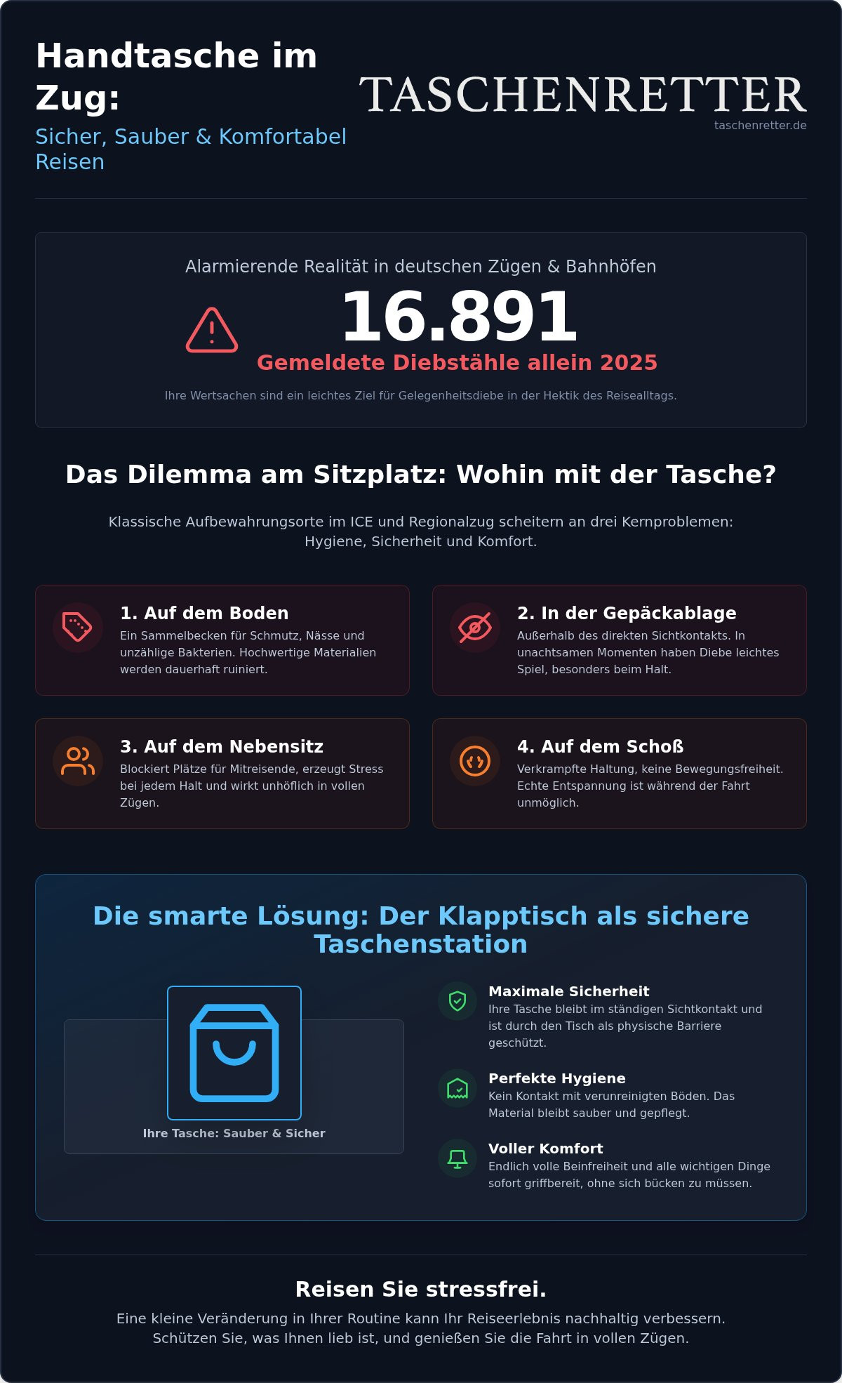 Handtasche im zug sicher aufbewahren