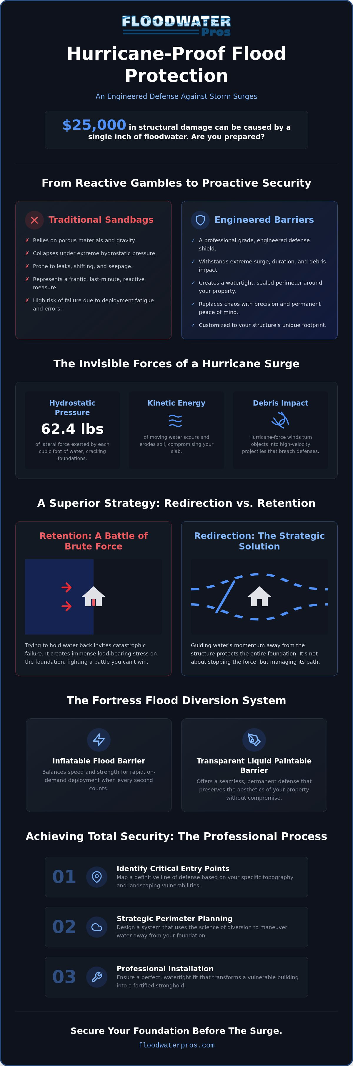 Hurricane-proof flood barriers
