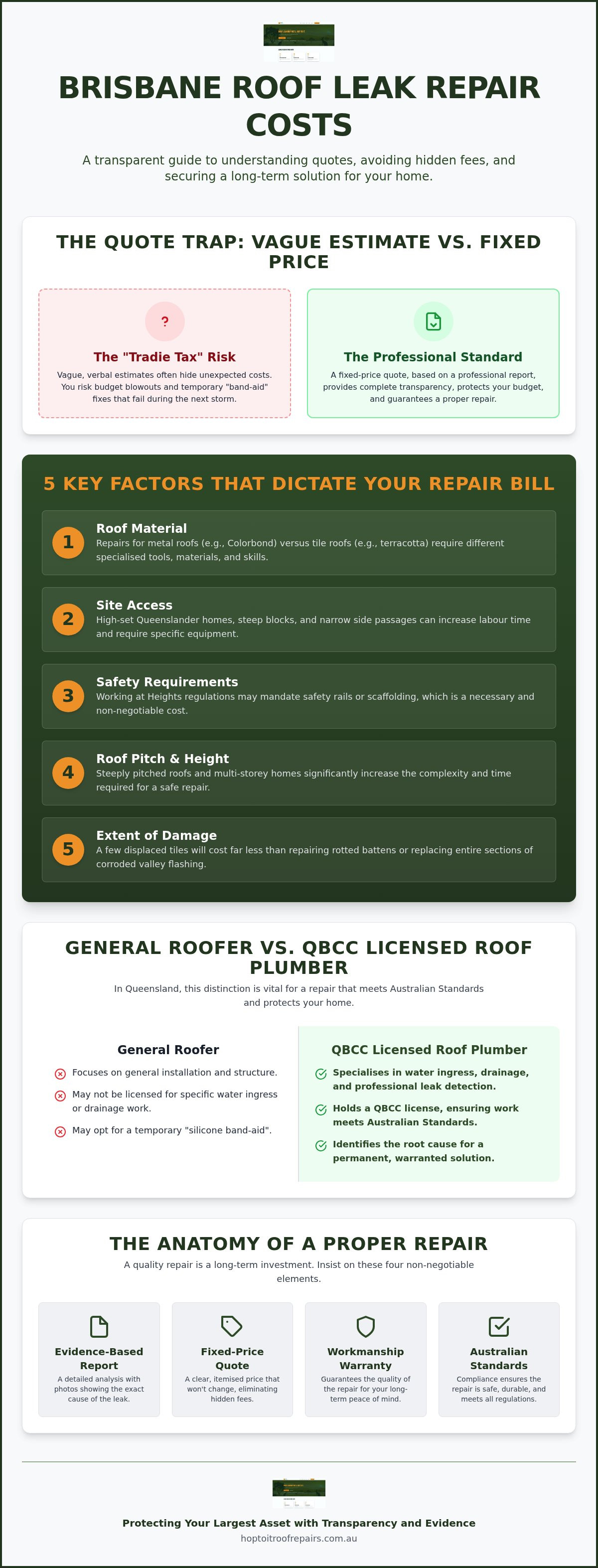 Roof leak repair cost Brisbane