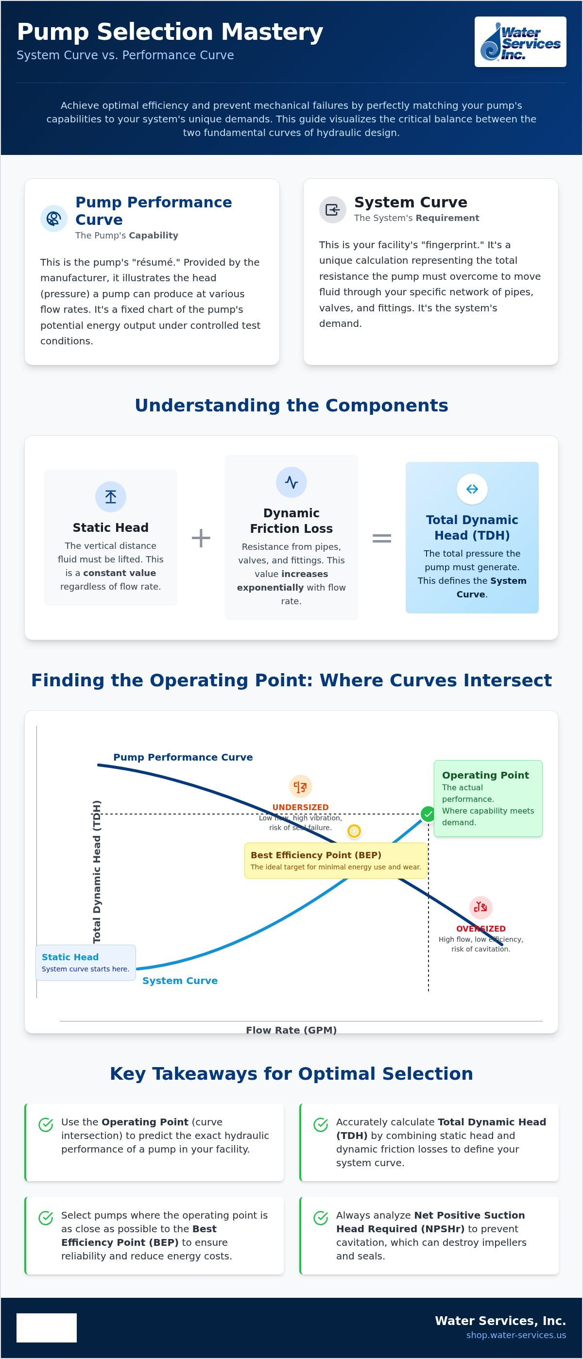 Pump system curve vs pump performance curve