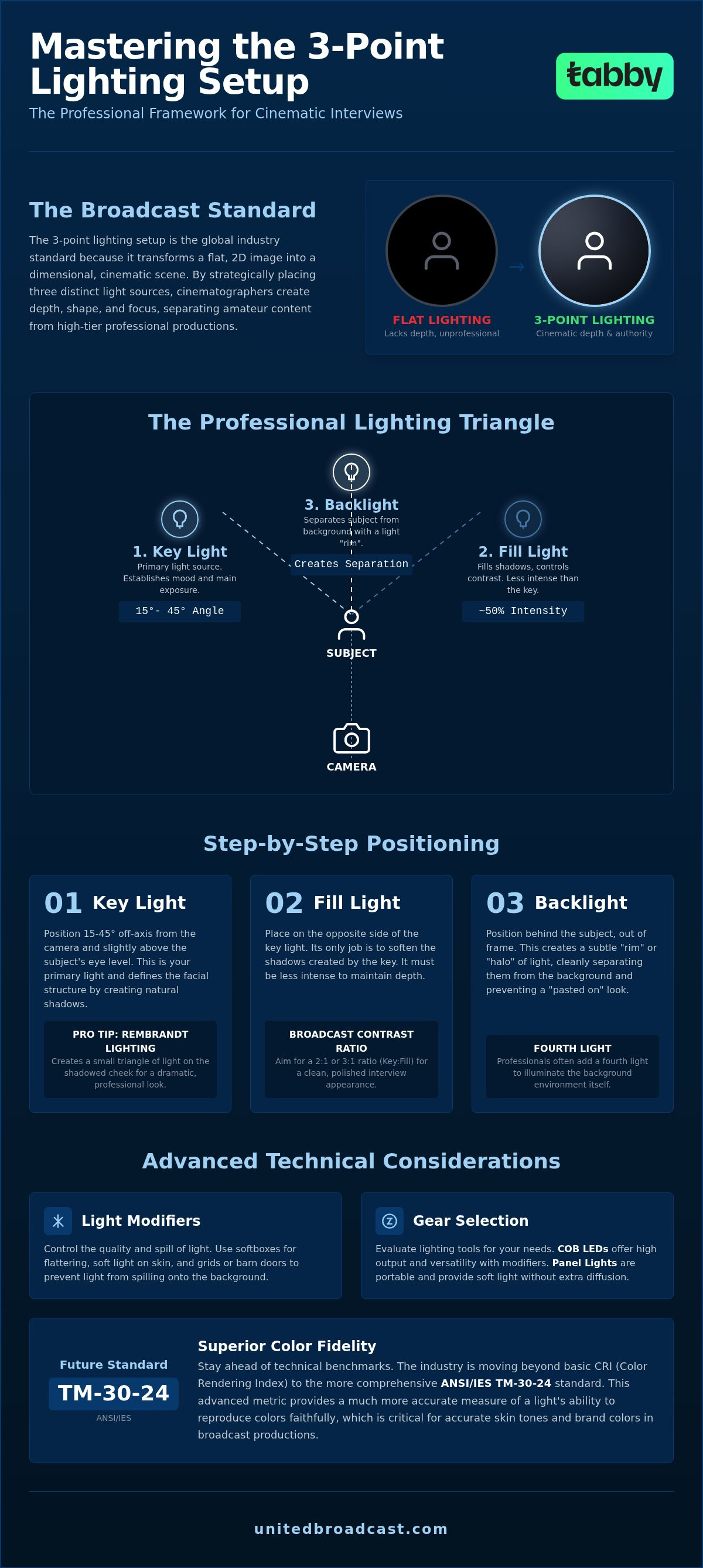 3 point lighting setup for interviews