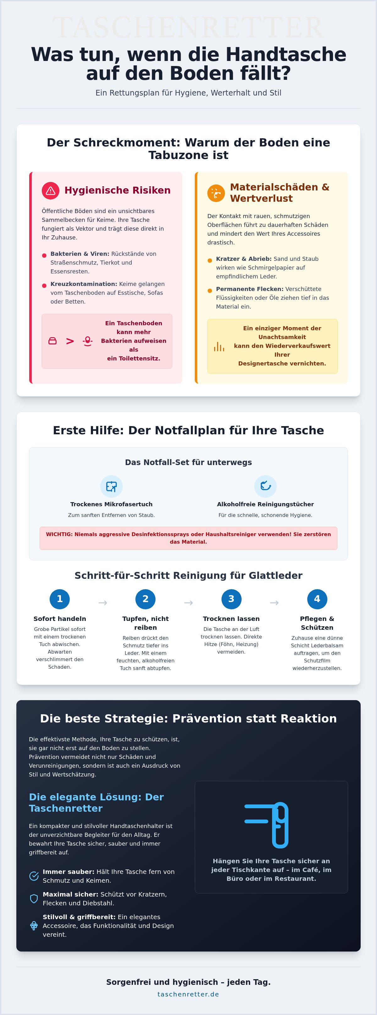 Was tun wenn die handtasche auf den boden fällt