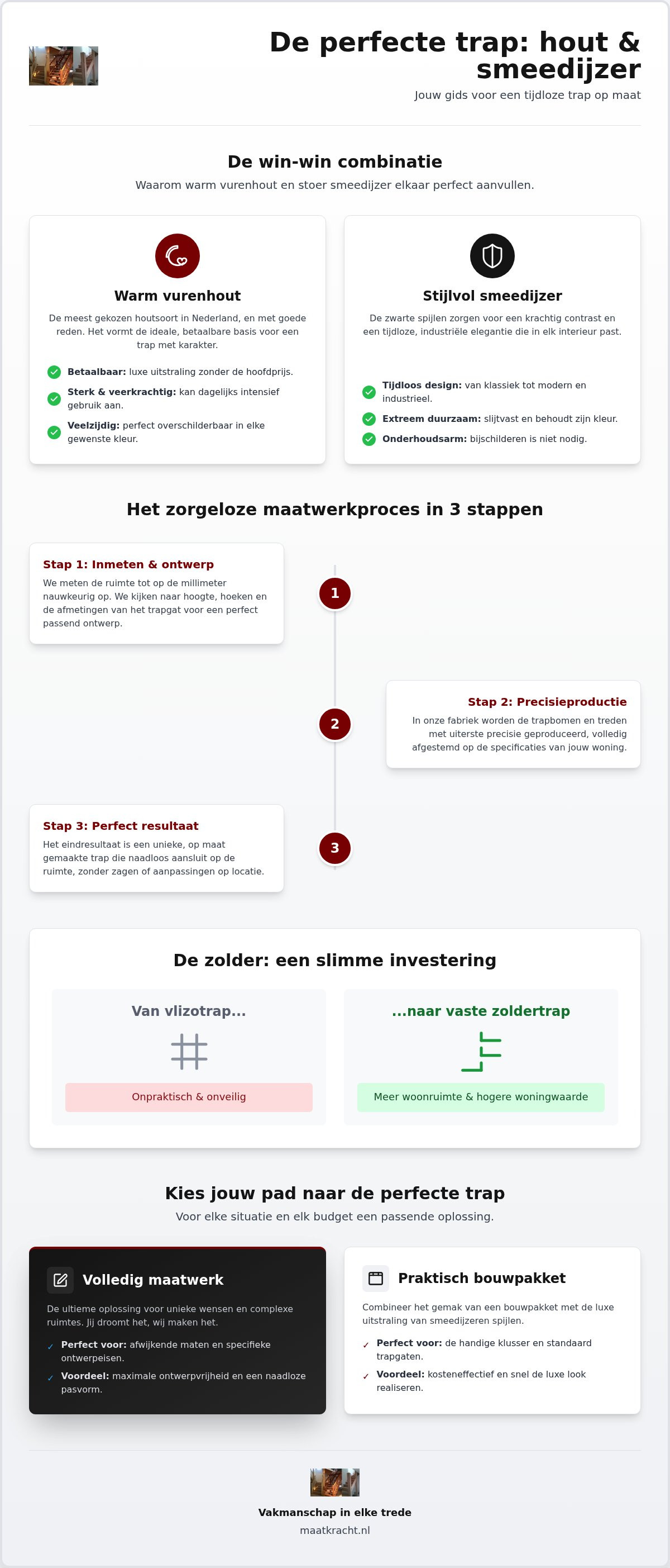Houten trap op maat met smeedijzeren spijlen