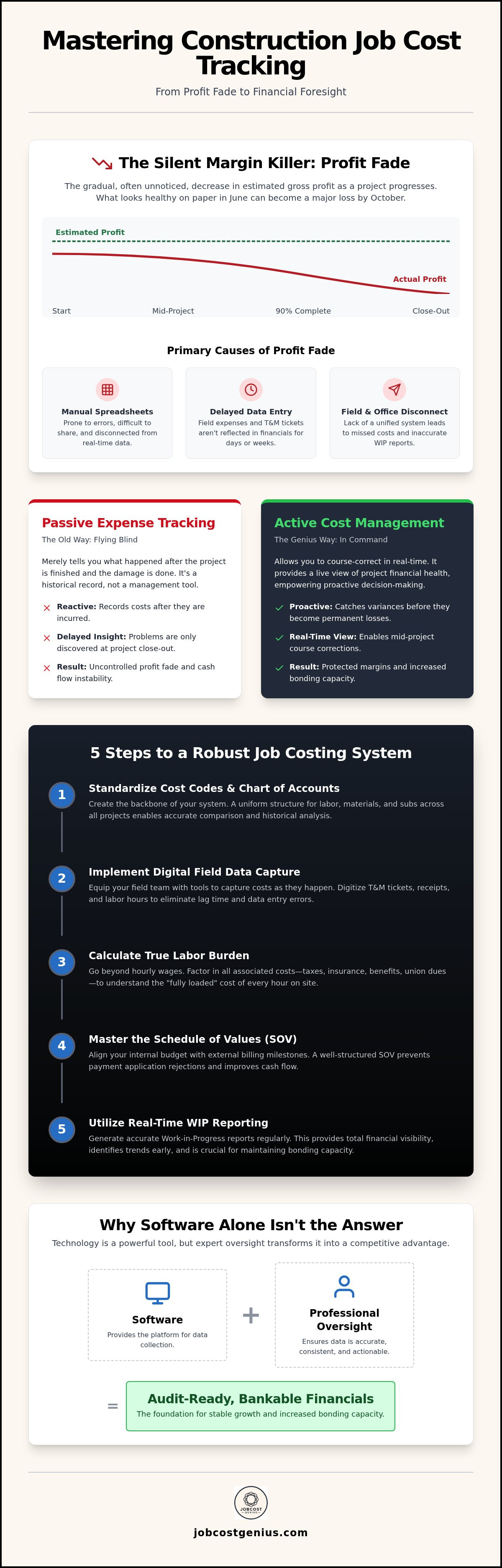 Construction job cost tracking services