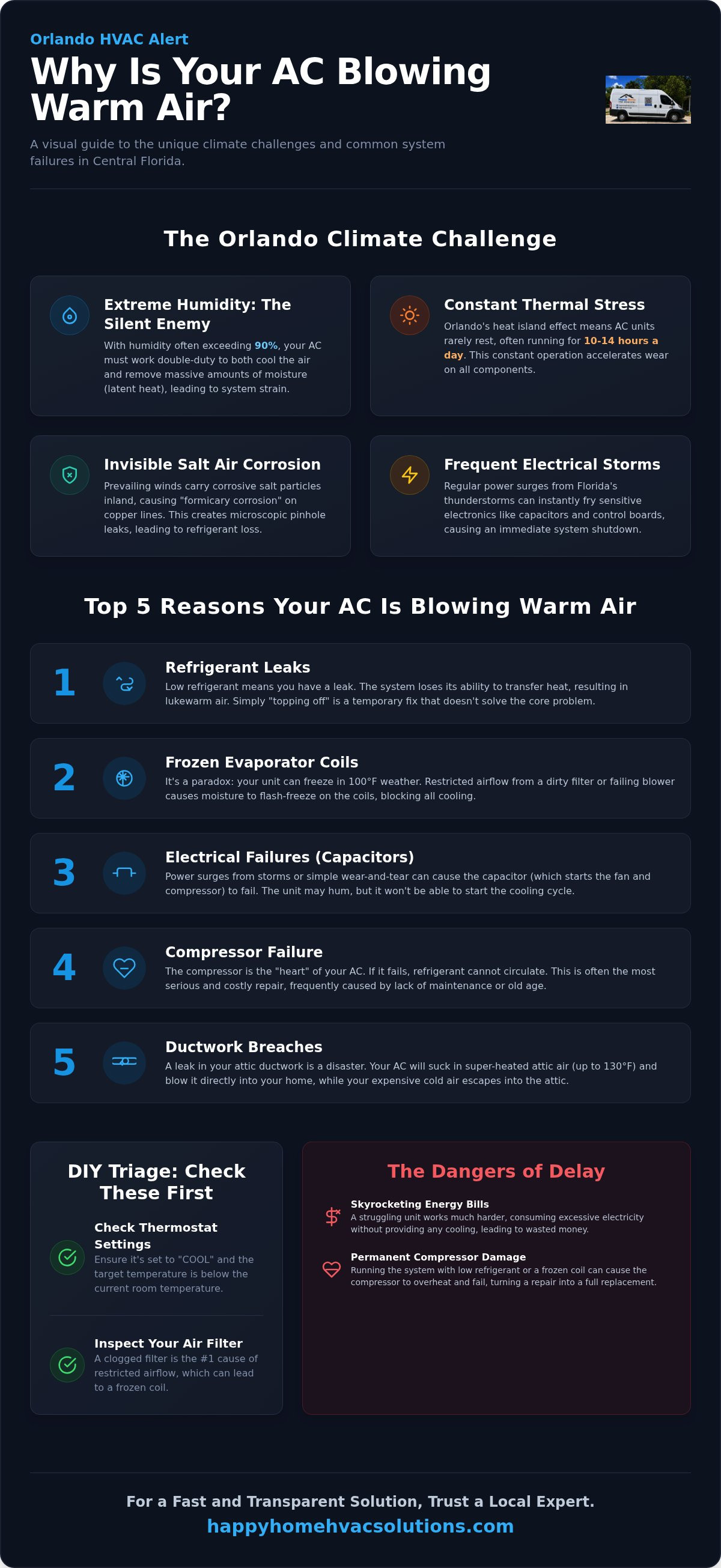 AC blowing warm air Orlando