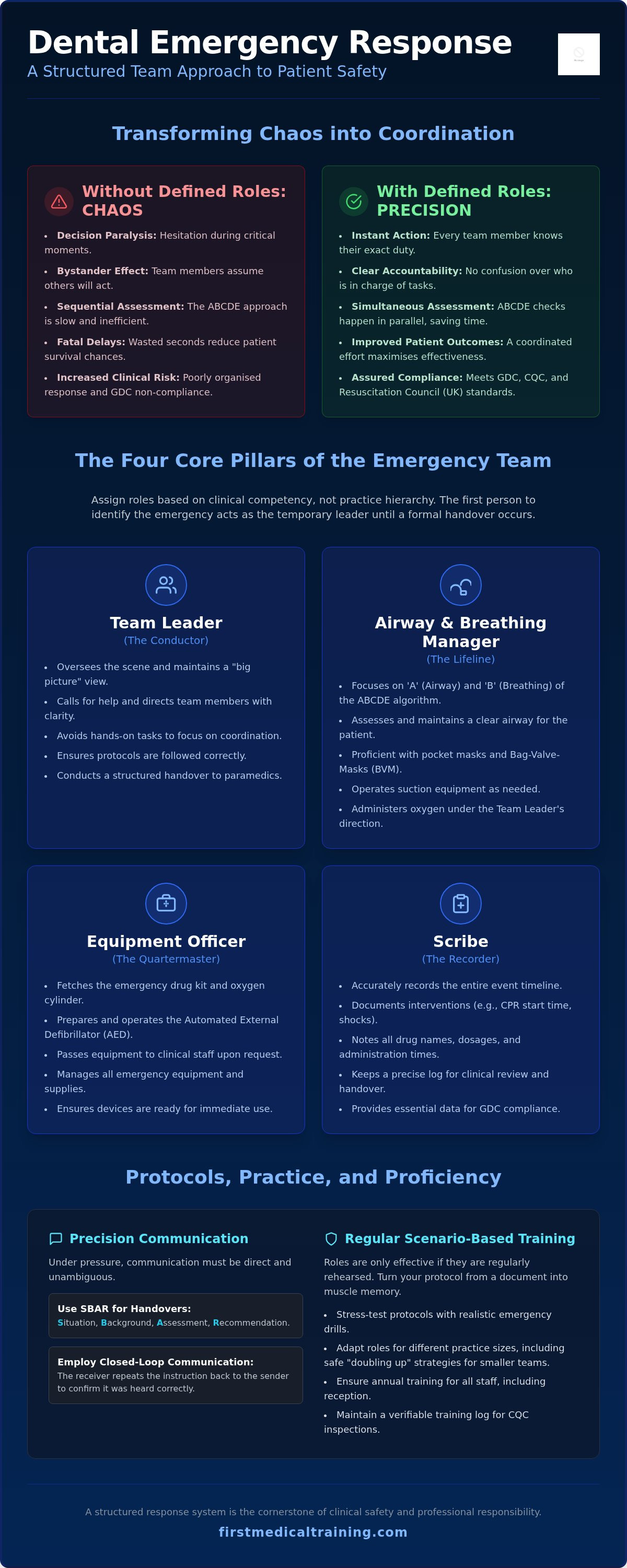 Dental emergency team roles and responsibilities