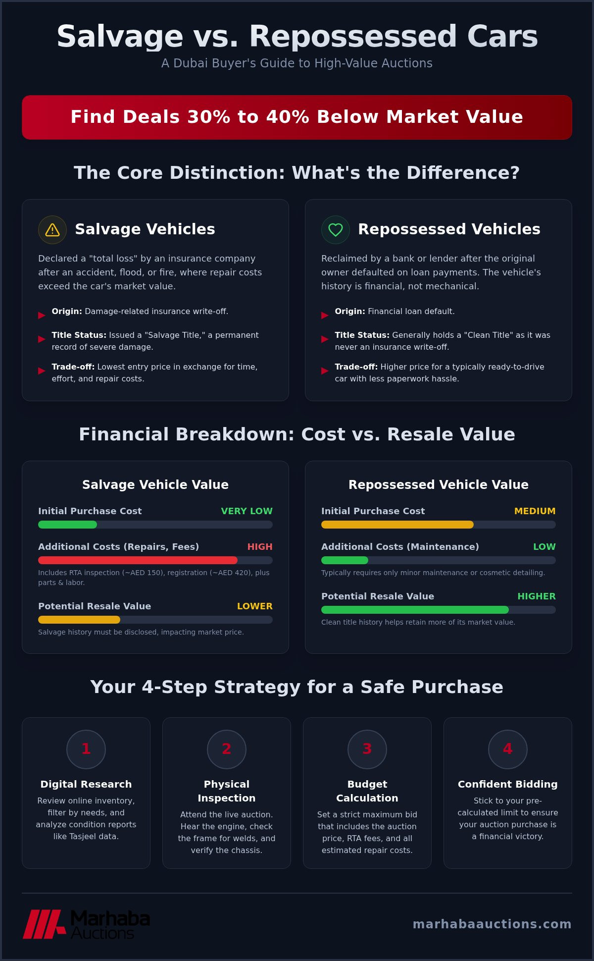 Salvage vs repossessed cars Dubai