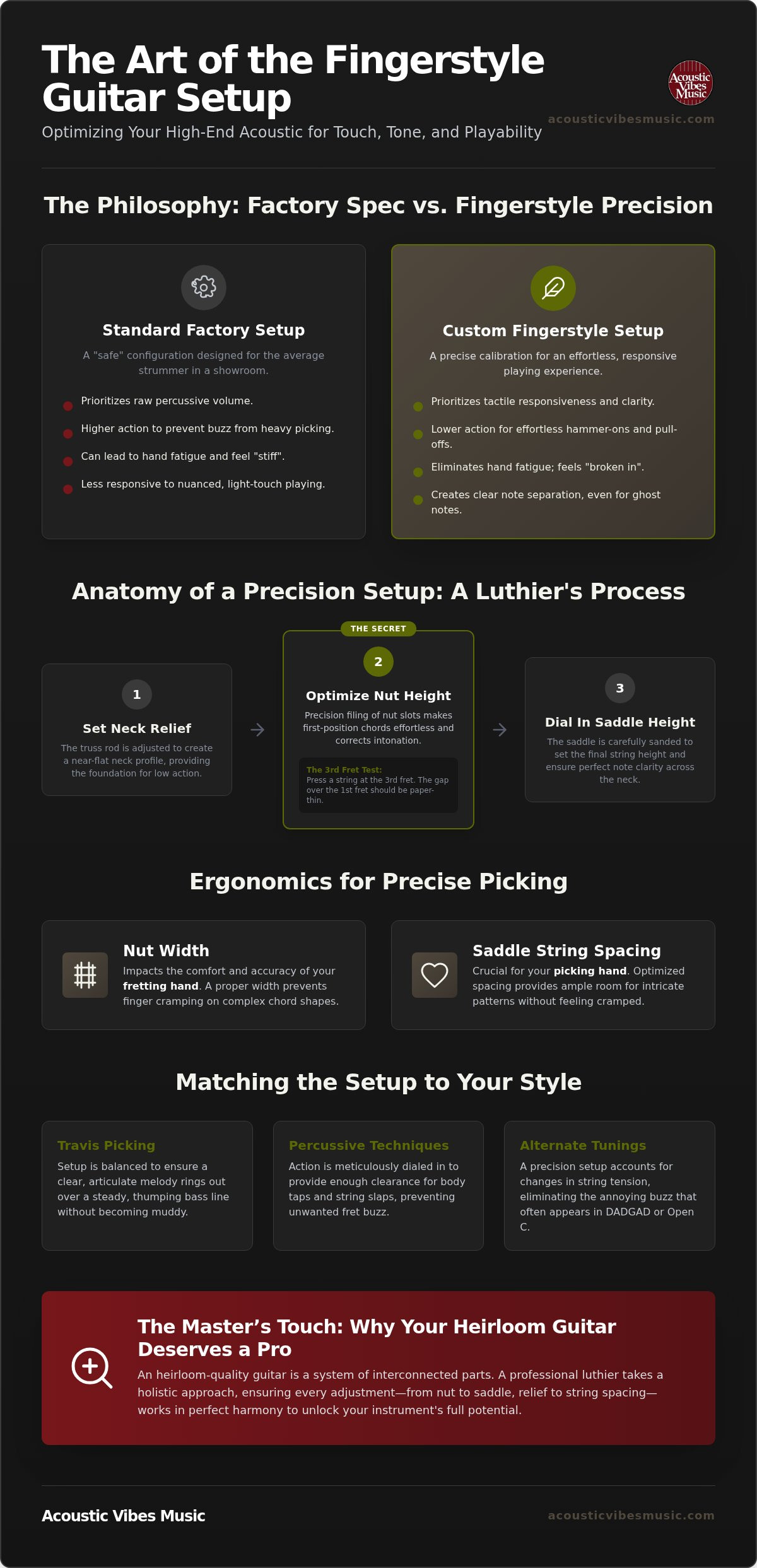 Acoustic guitar setup for fingerstyle