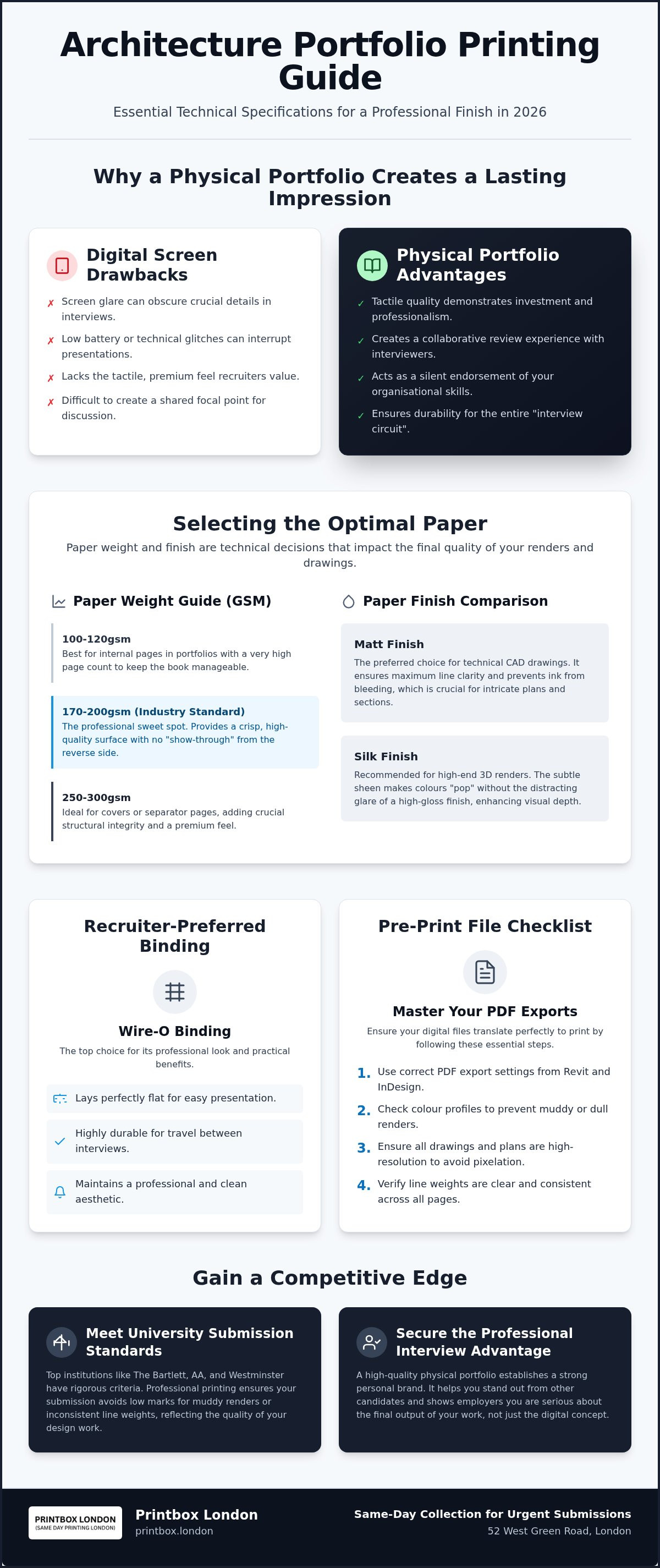 Architecture student portfolio printing London