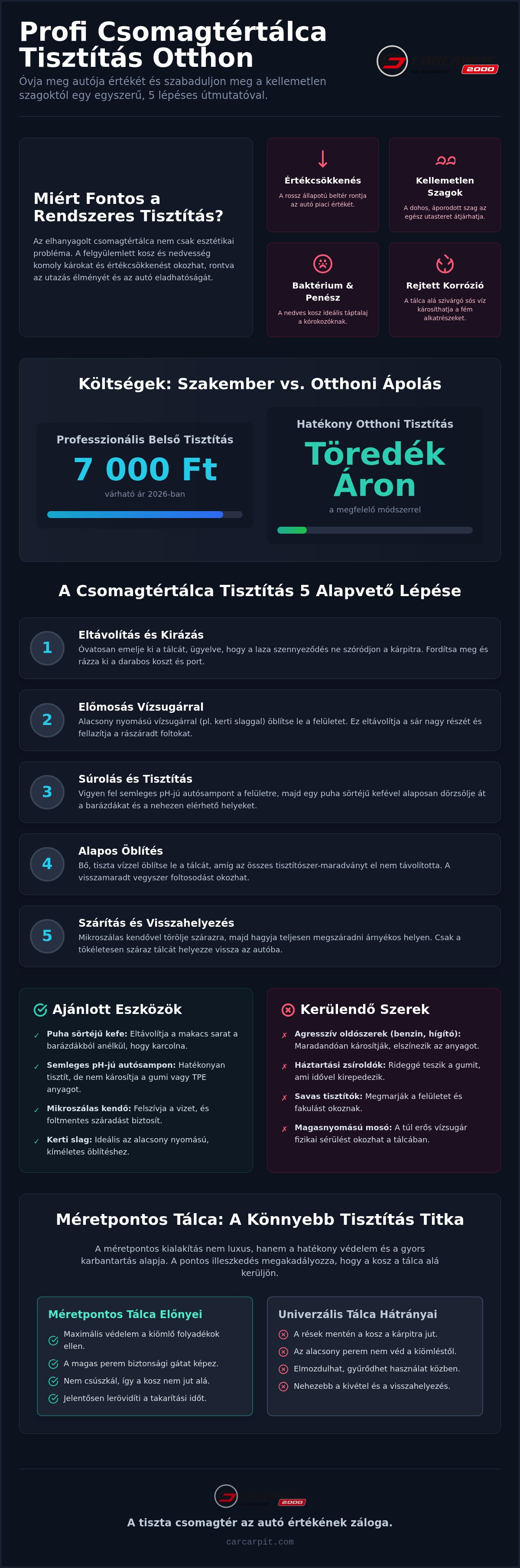 Csomagtértálca tisztítása