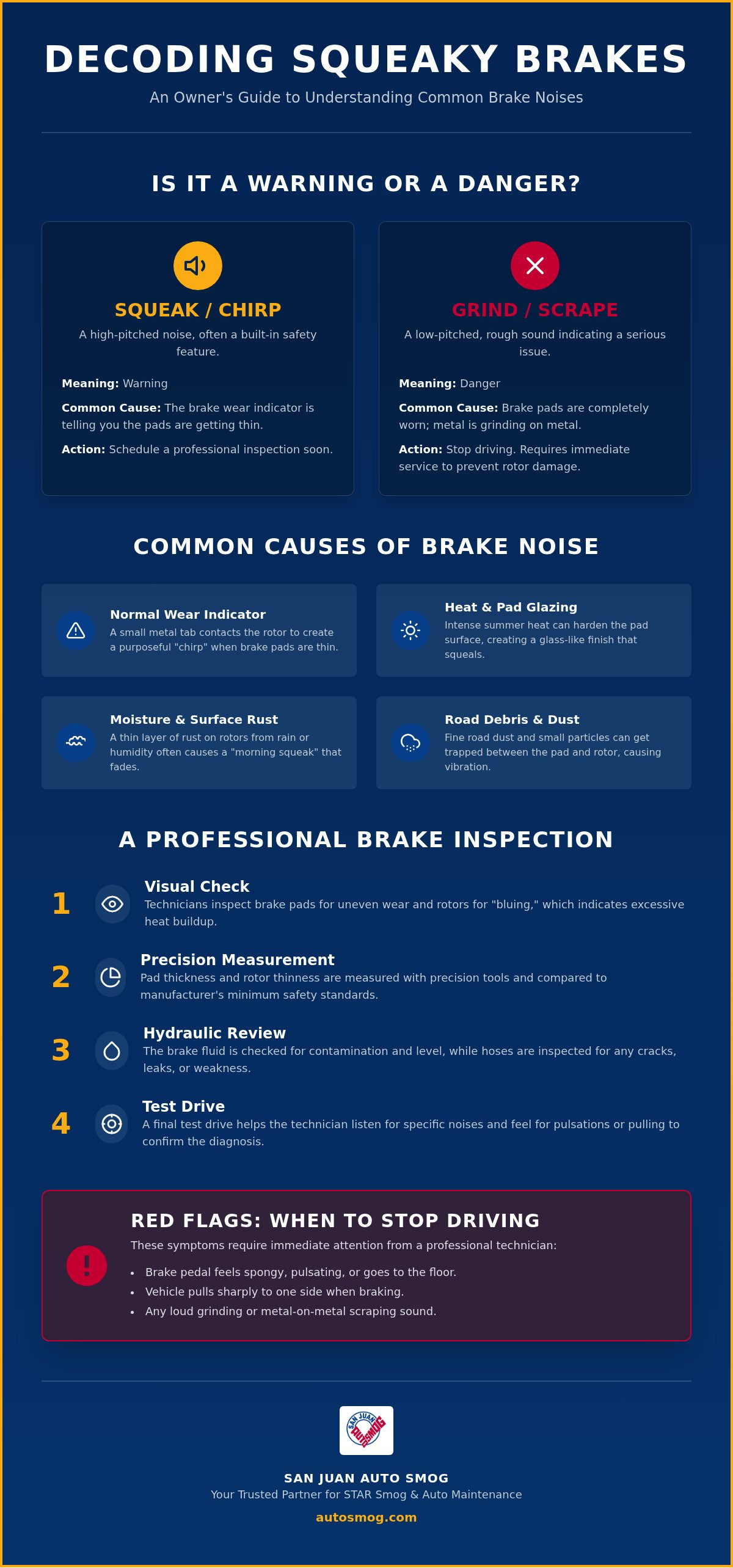 Squeaky brakes inspection Orangevale