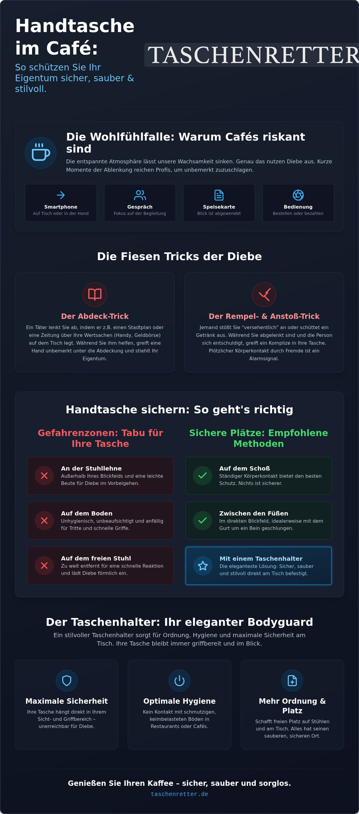 Handtasche vor diebstahl sichern café