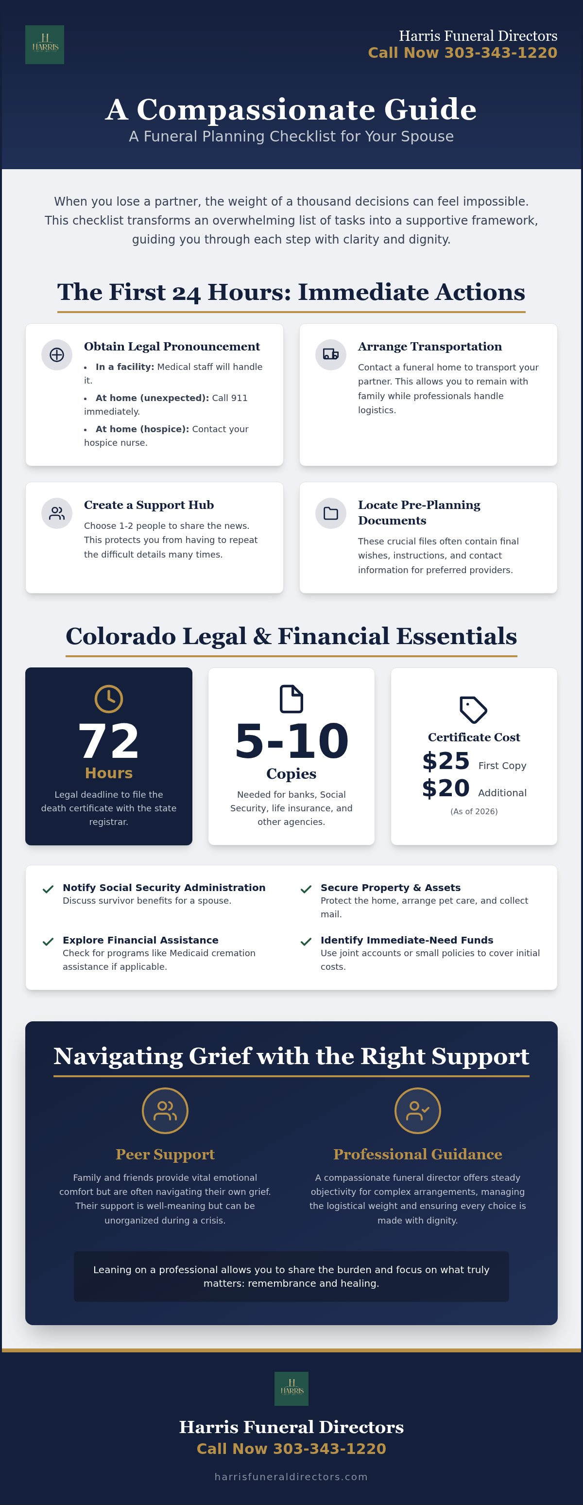 Funeral planning checklist for a spouse