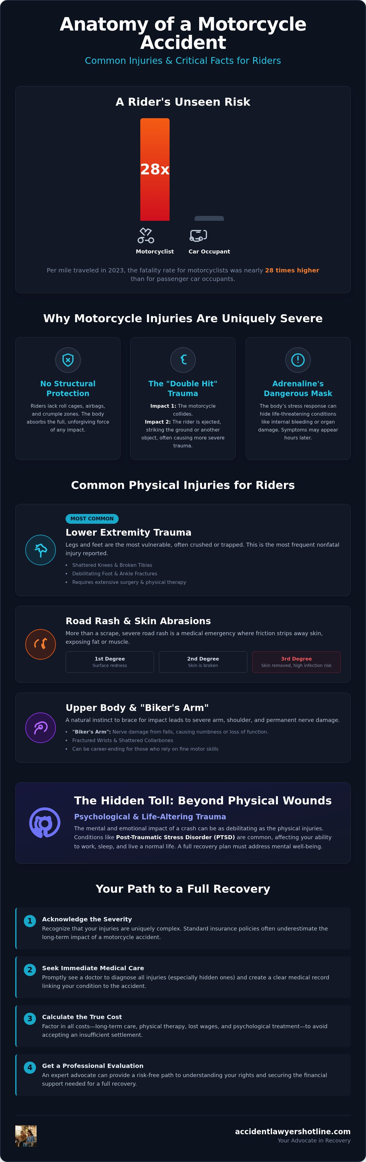 Common Motorcycle Accident Injuries: A Guide to Recovery and Rights