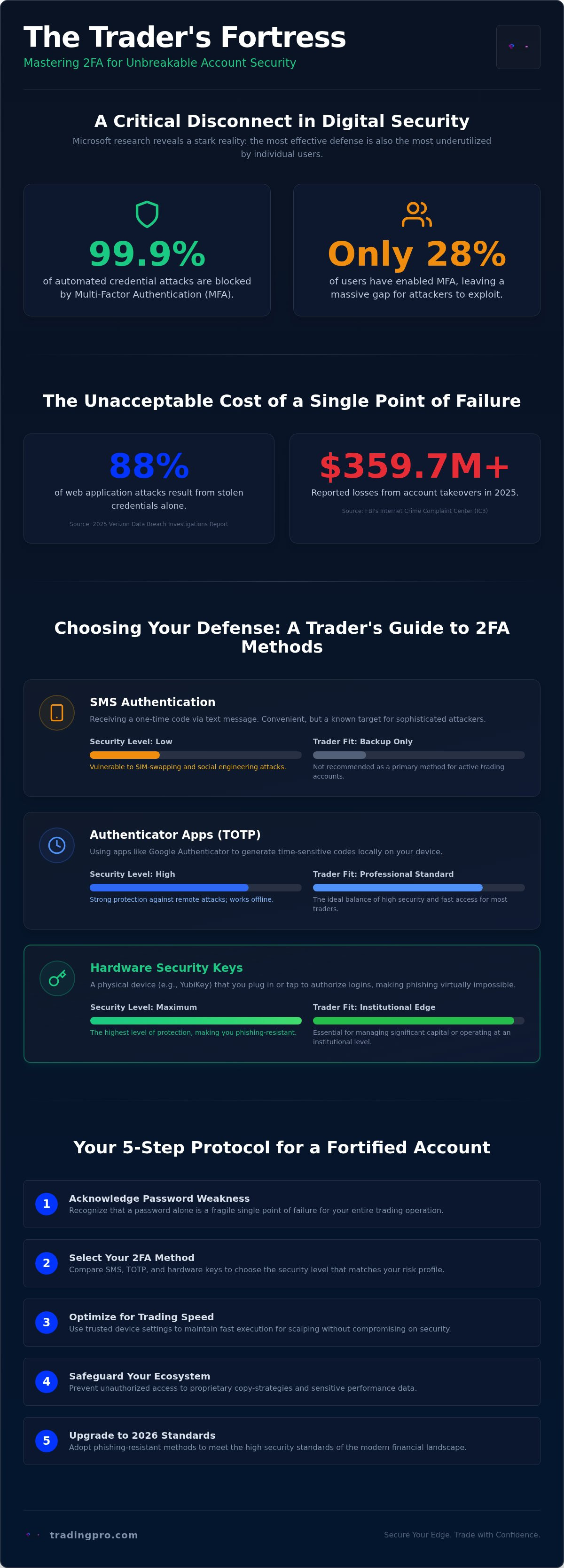 Two-factor authentication for trading accounts