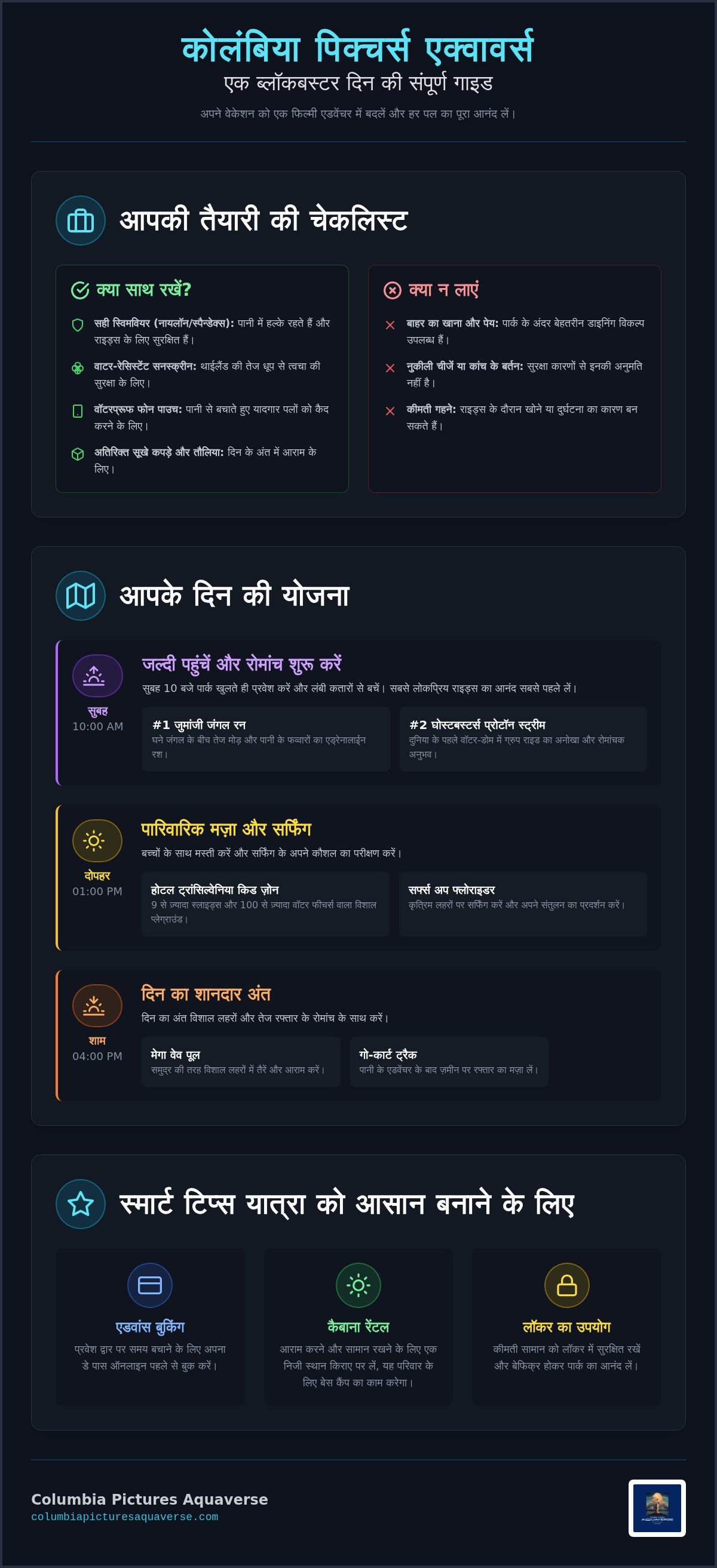 एक्वावर्स में एक दिन की योजना