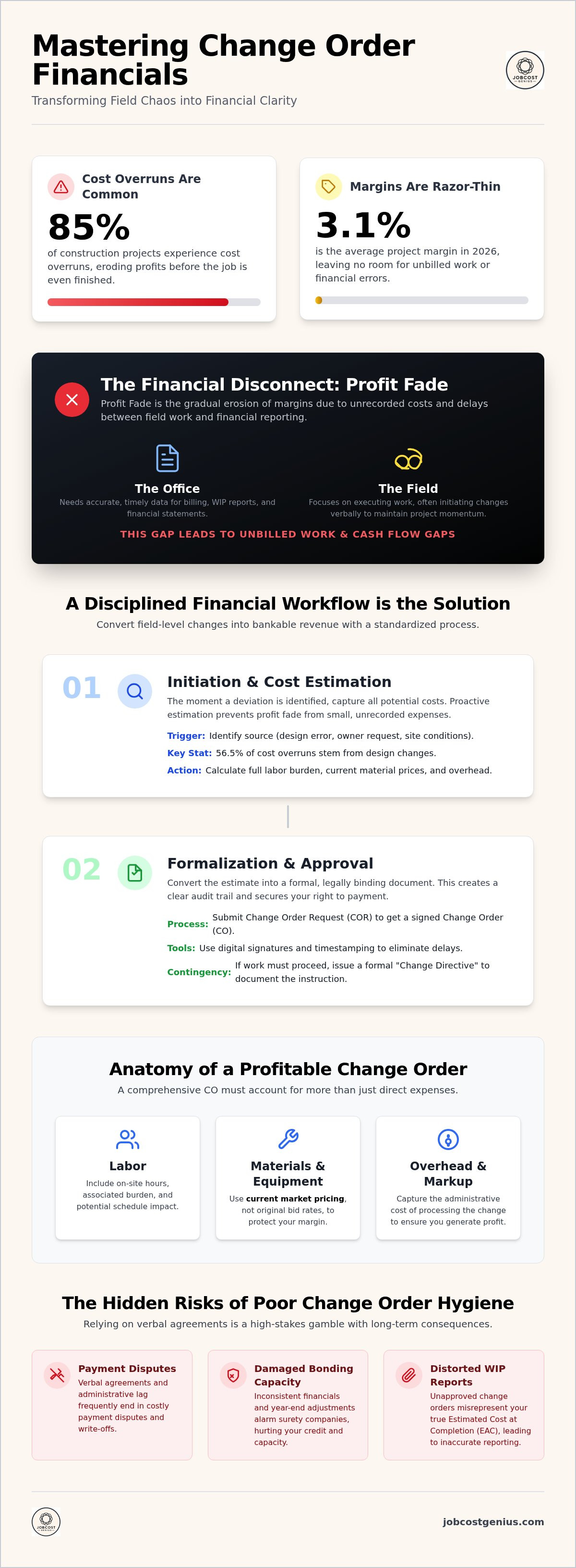 Managing construction change orders financials
