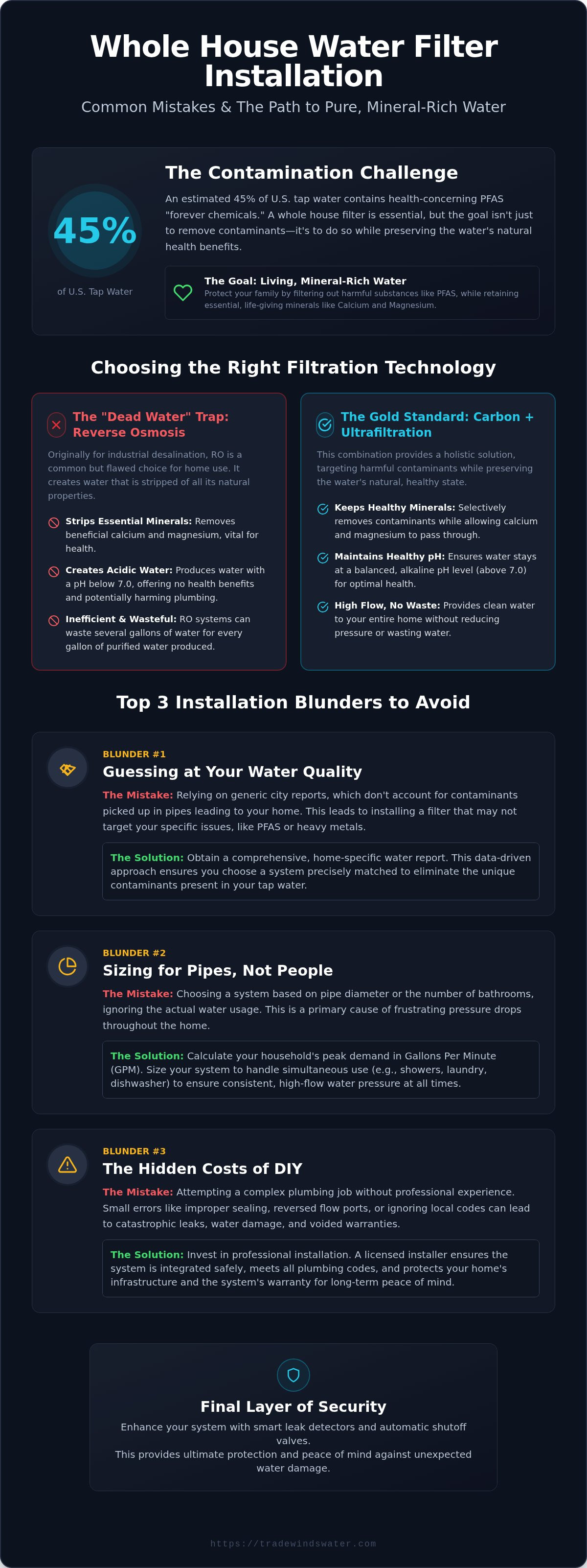Common whole house water filter installation problems