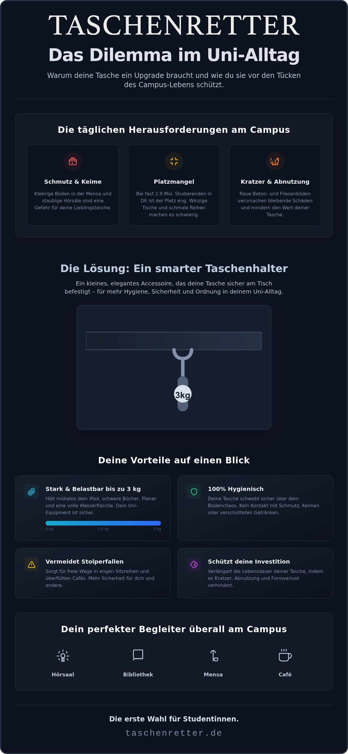 Taschenhalter für die Studentin