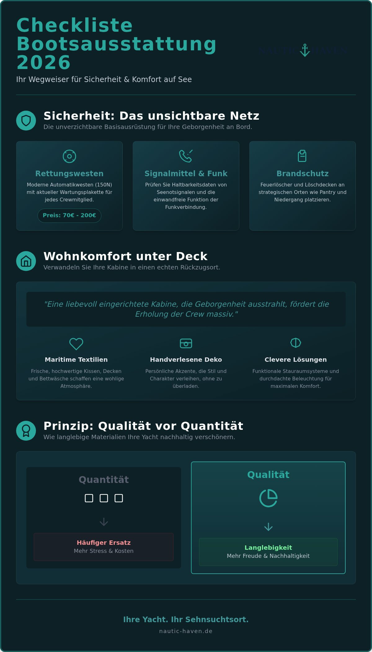 Checkliste Bootsausstattung Komfort