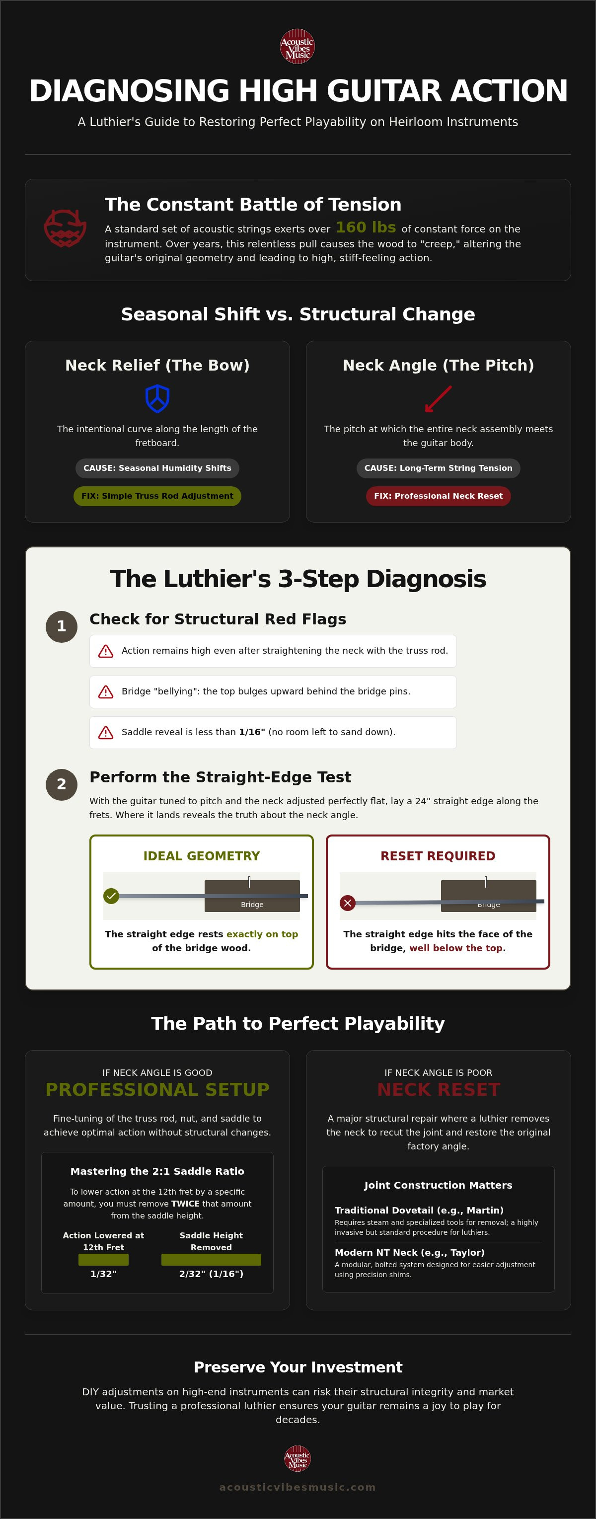 How to lower action on acoustic guitar