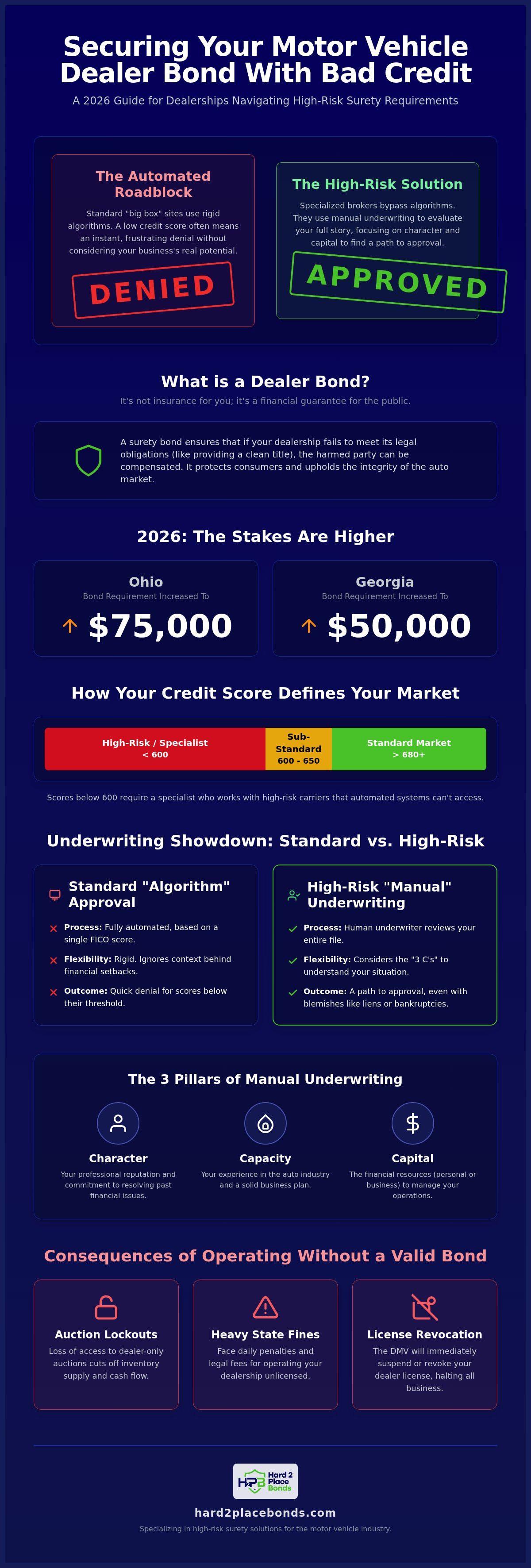 Motor vehicle dealer bond bad credit