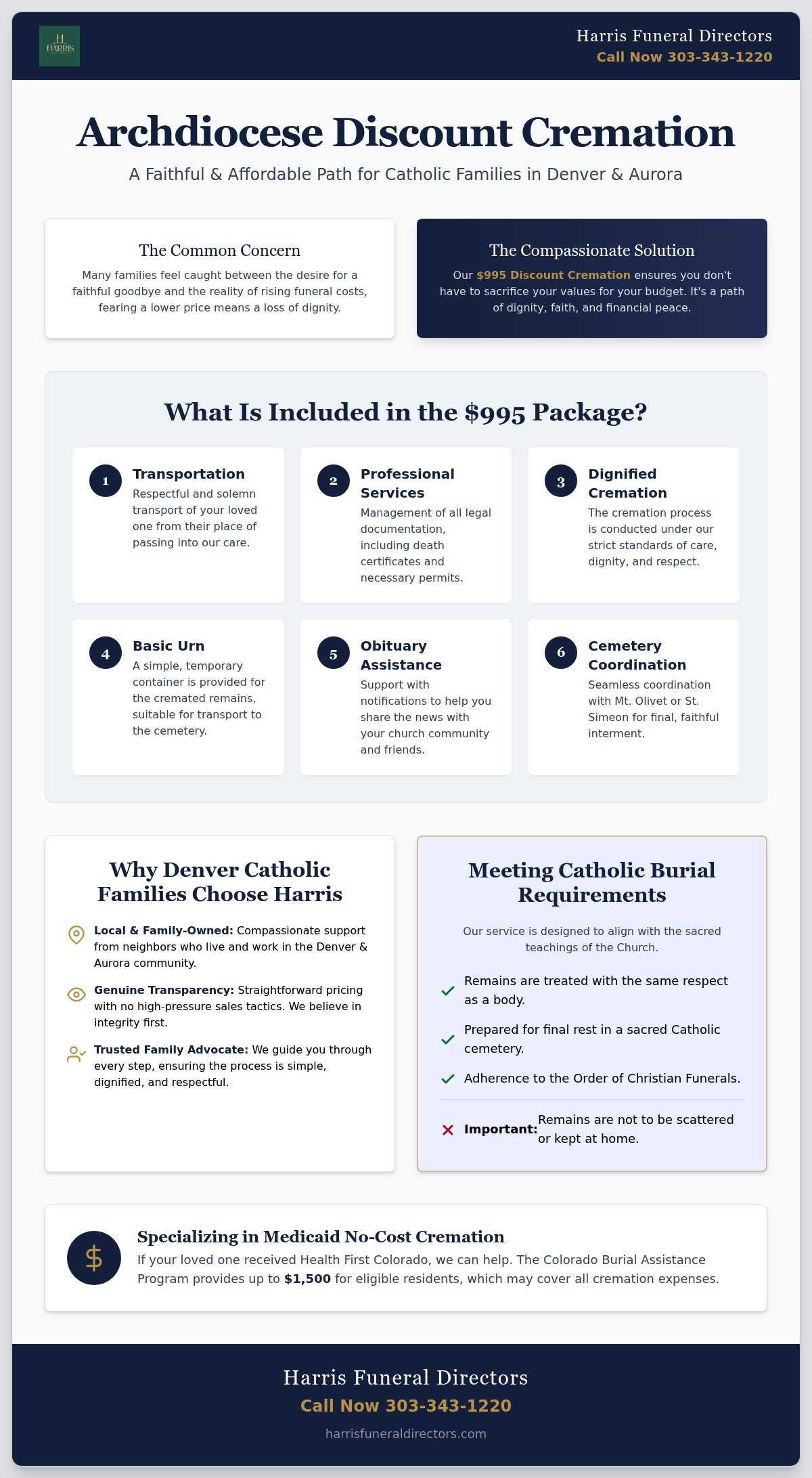 Archdiocese Discount Cremation with Harris $995
