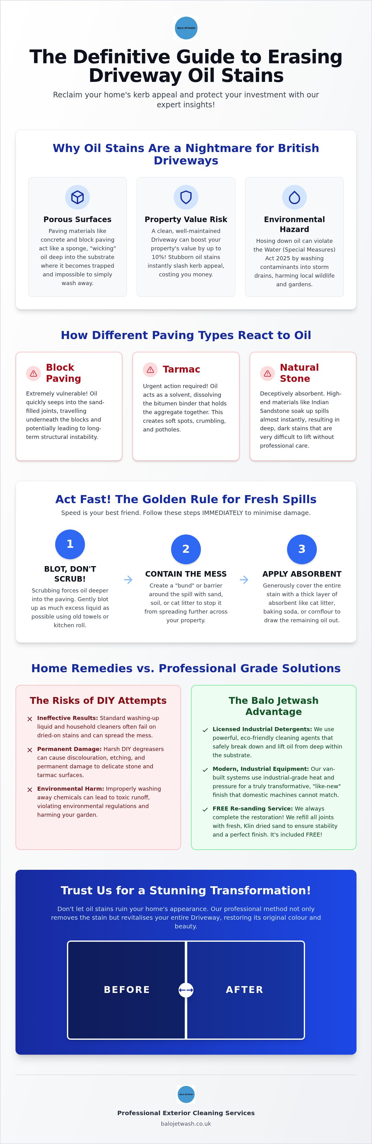 How to remove oil stains from driveway