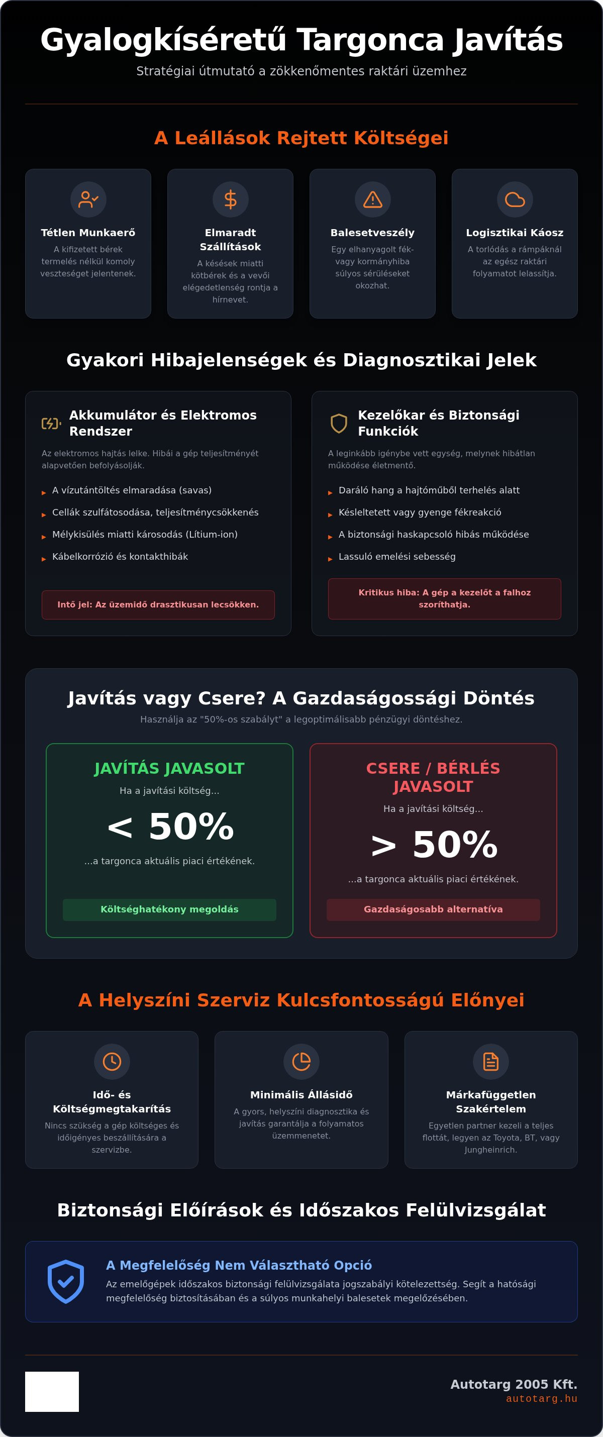 Gyalogkíséretű targonca javítás
