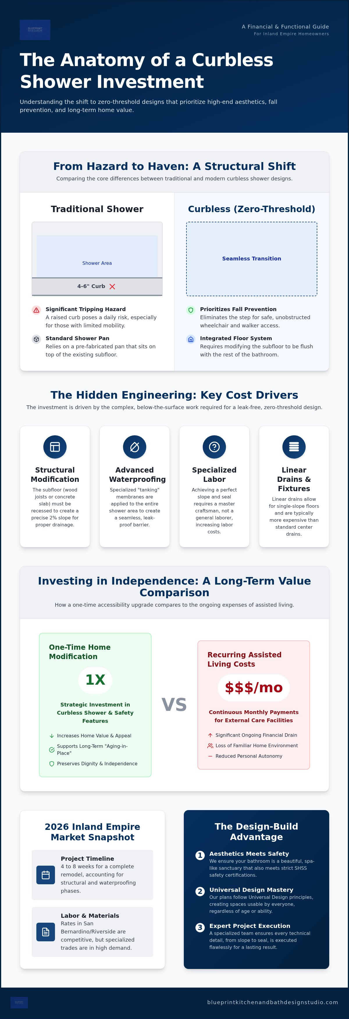 Cost of curbless shower Inland Empire