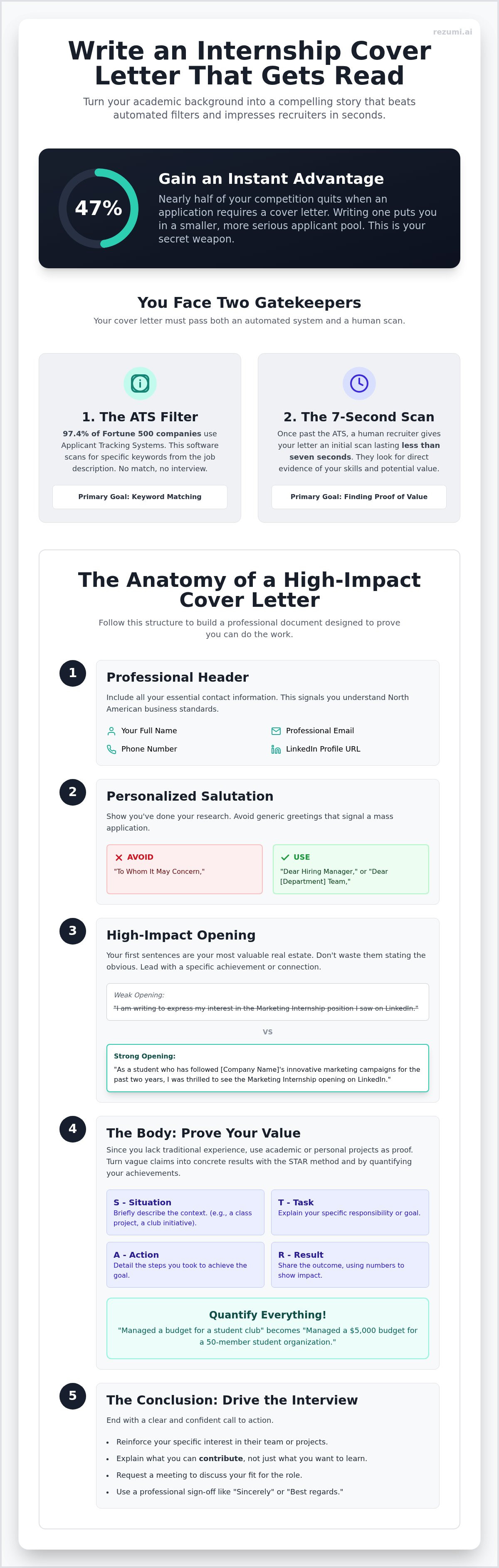 How to write a cover letter for an internship