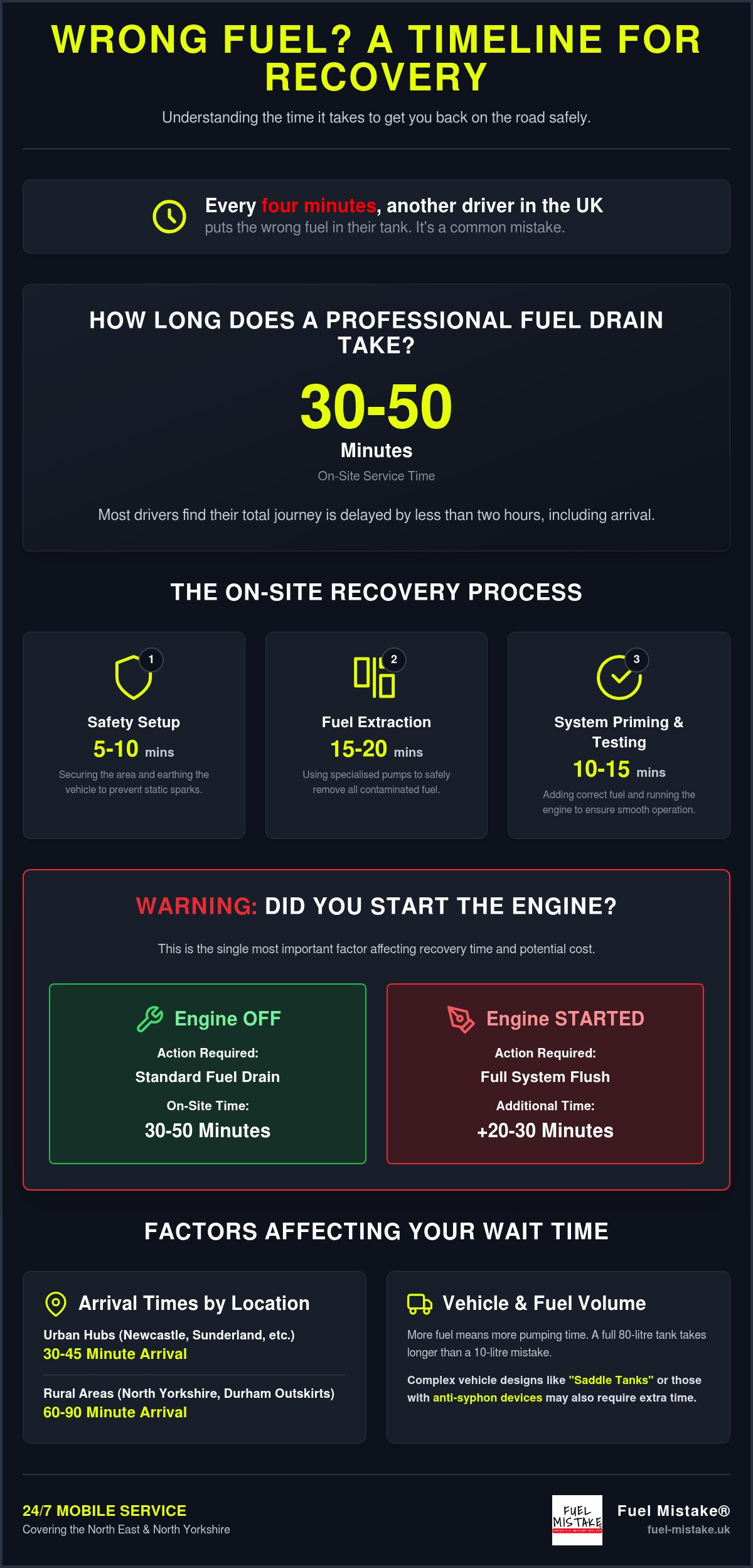 How long does a fuel drain take