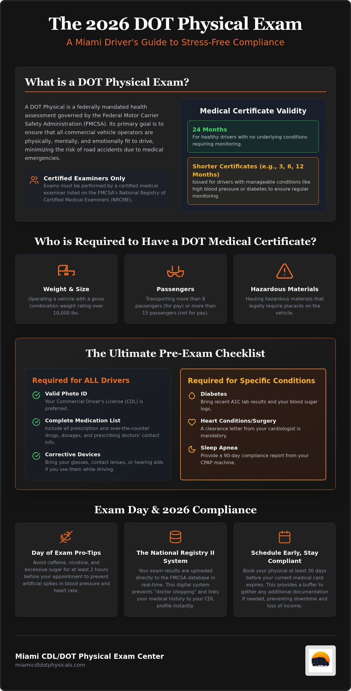 DOT physical exam checklist Miami