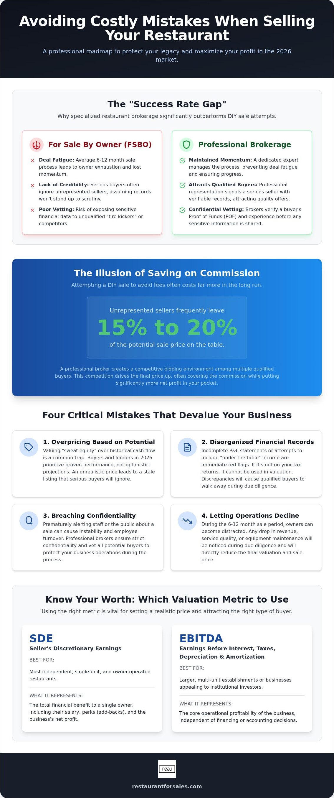Mistakes to avoid when selling a restaurant