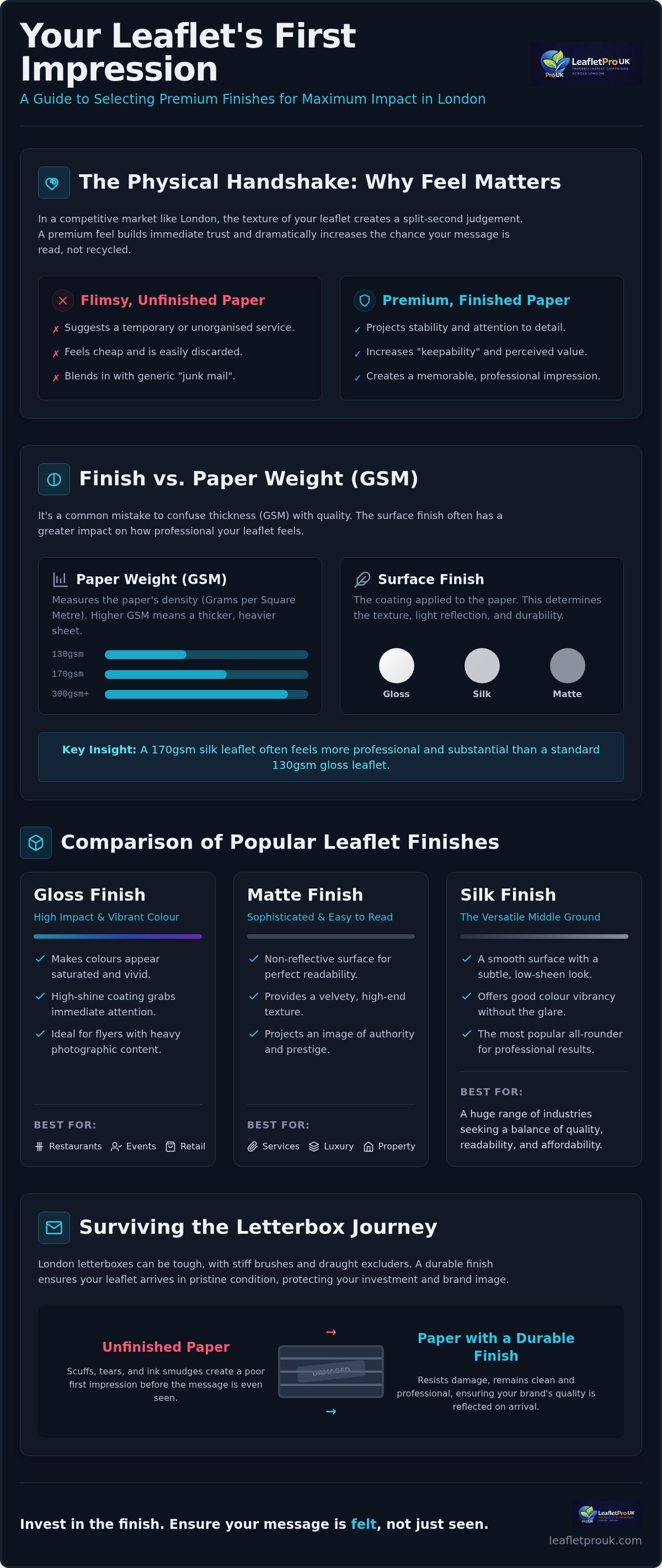 Leaflet printing finishes London