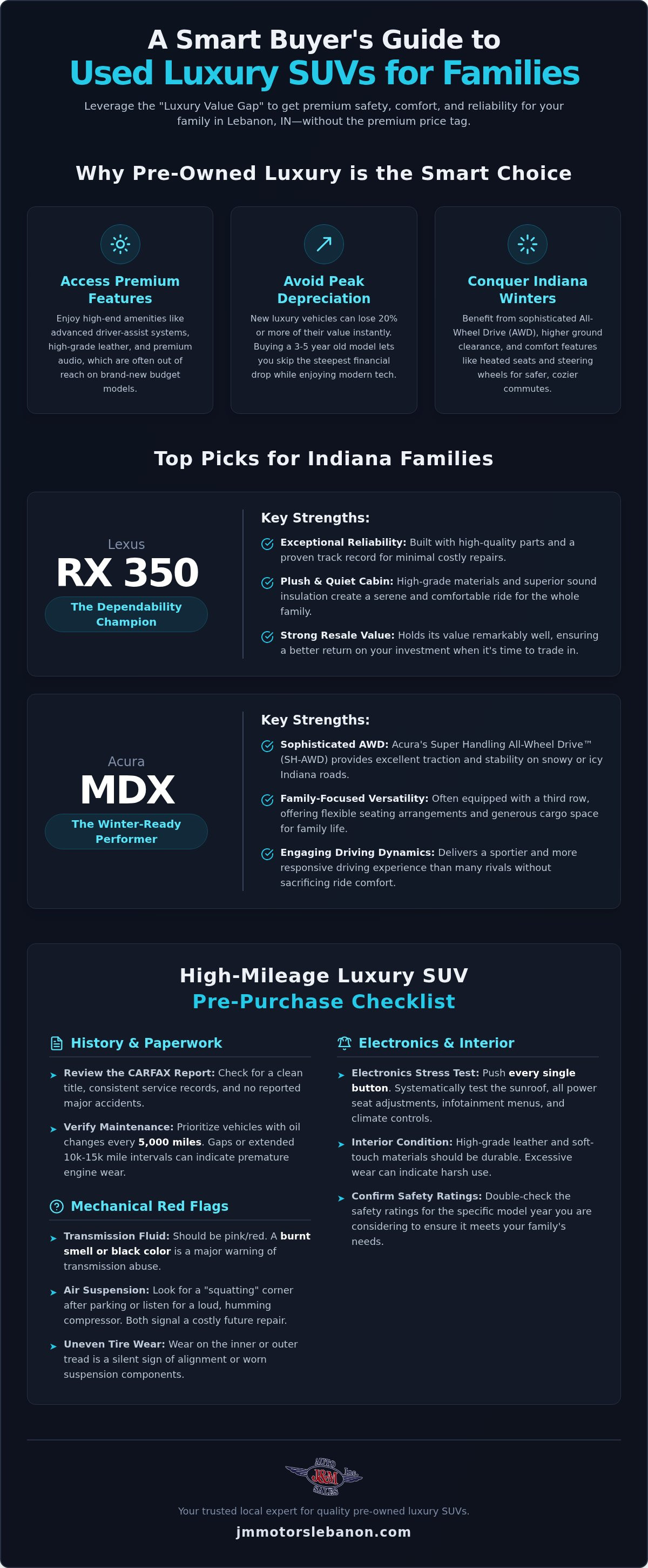 Best used luxury SUVs for families Lebanon IN
