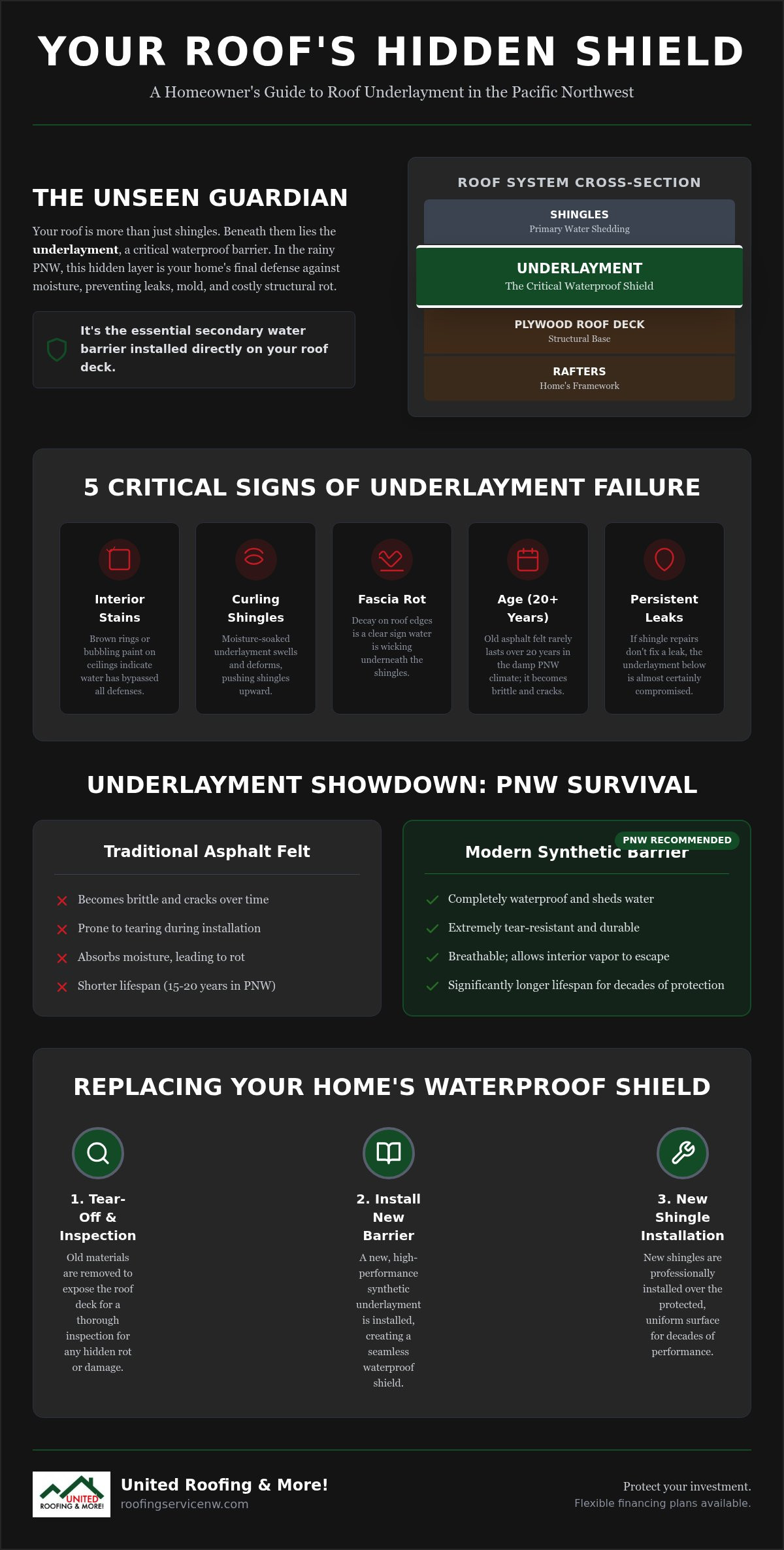 Signs of roof underlayment failure