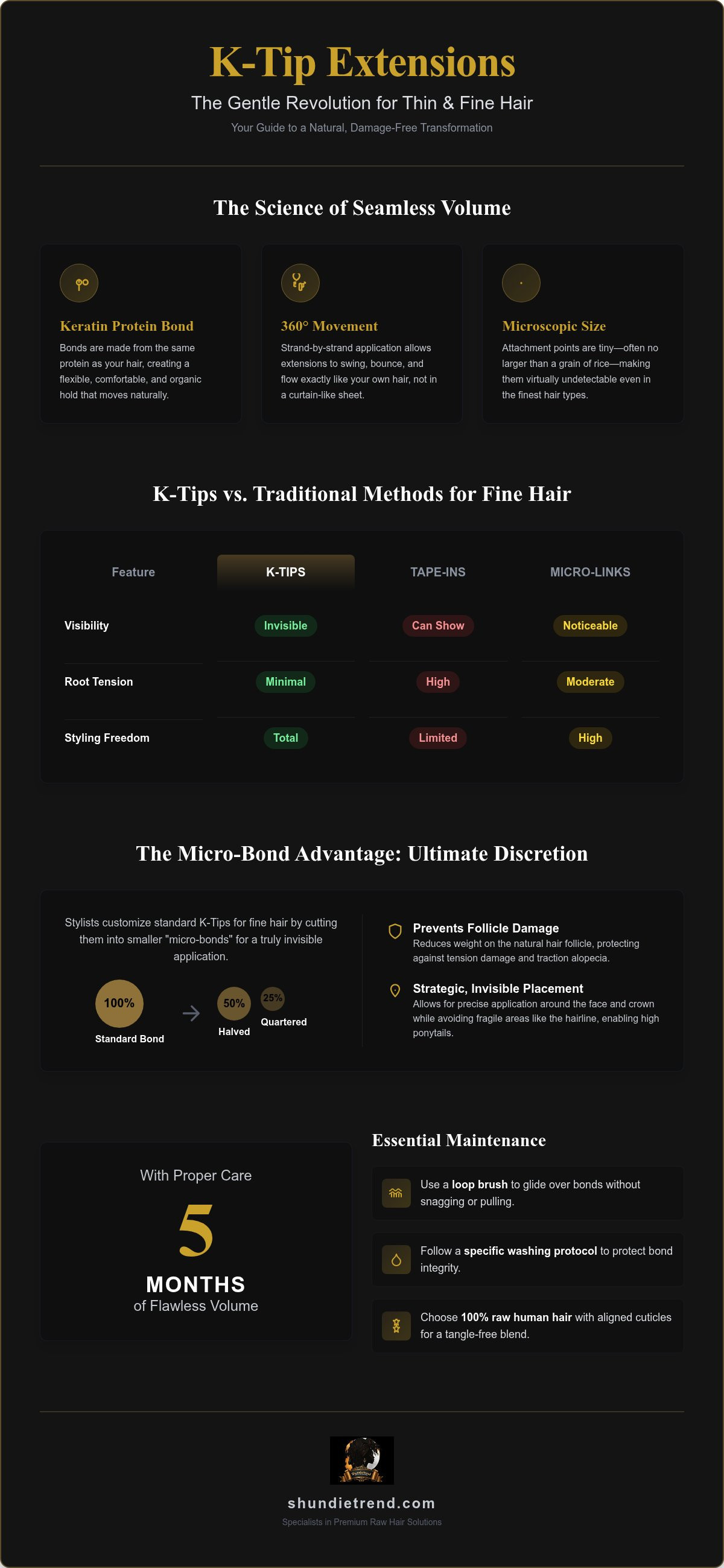 K-tip extensions for thin hair