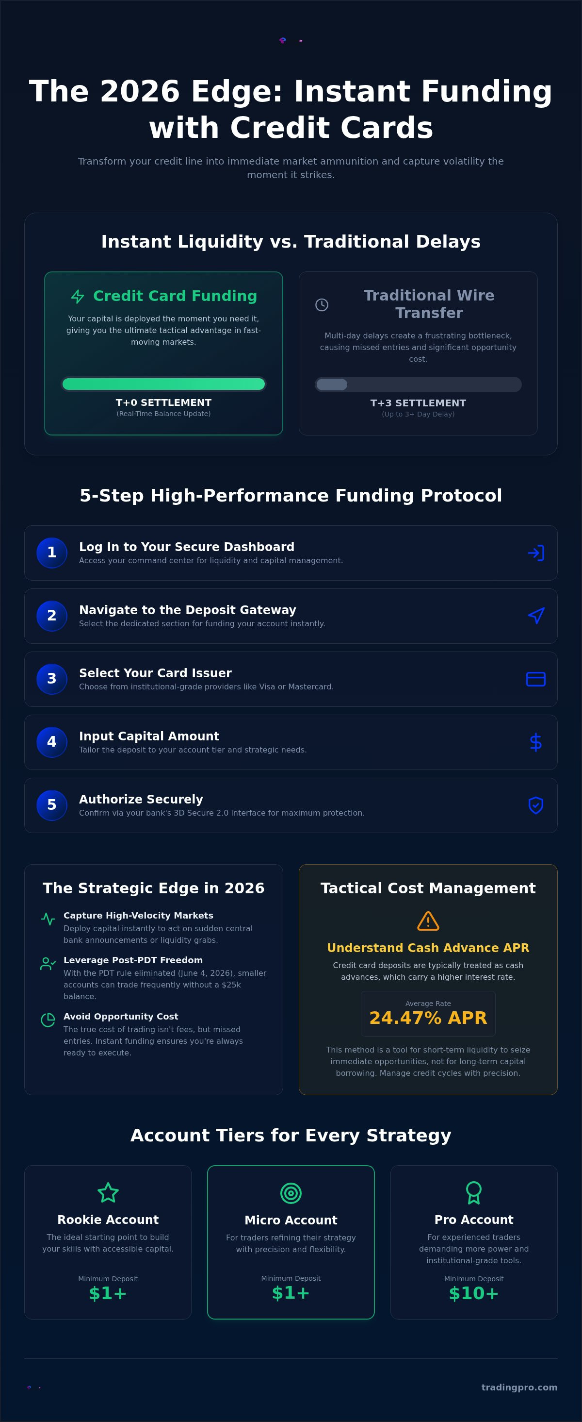 Funding a trading account with credit card