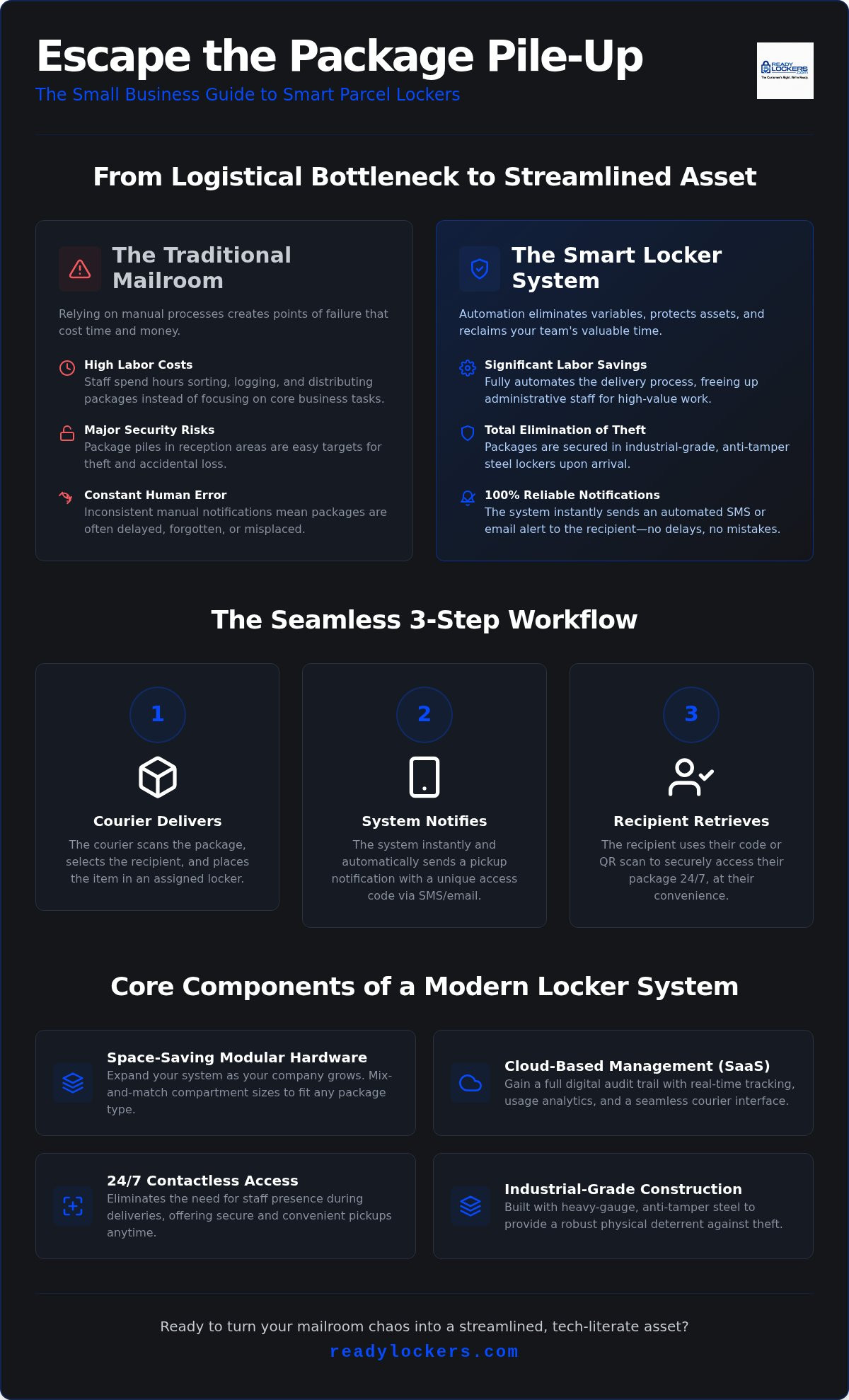 Parcel locker system for small business