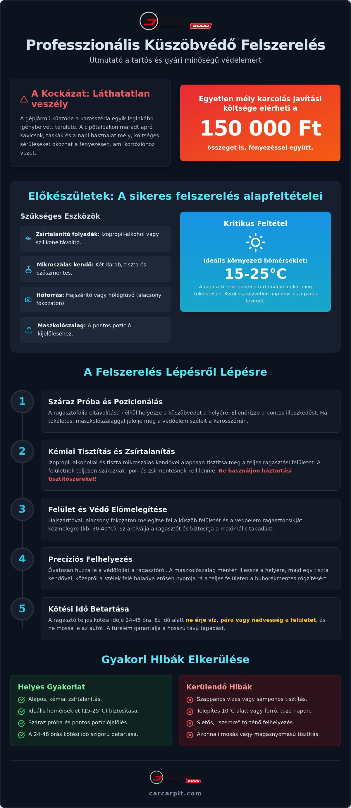 Autó küszöbvédő felszerelése