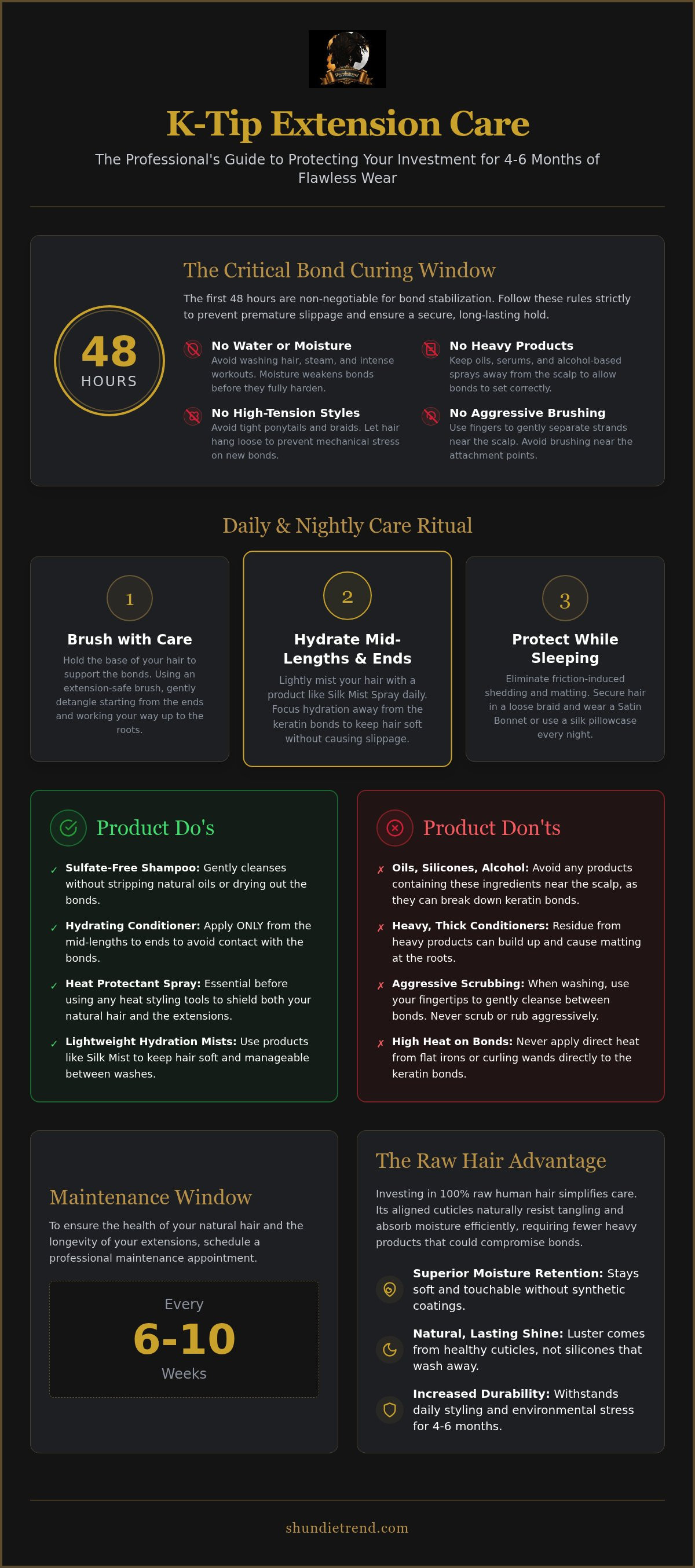 Hair care for k-tip extensions