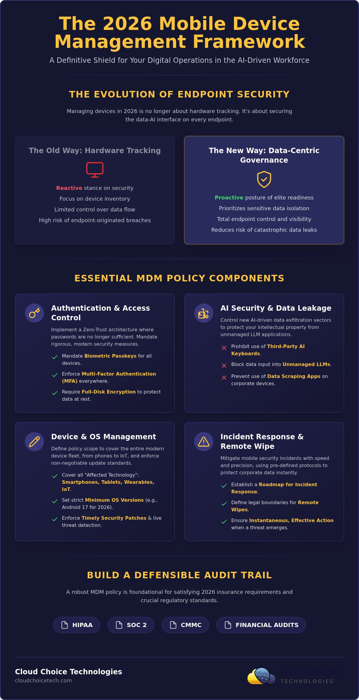 Mobile device management policy template