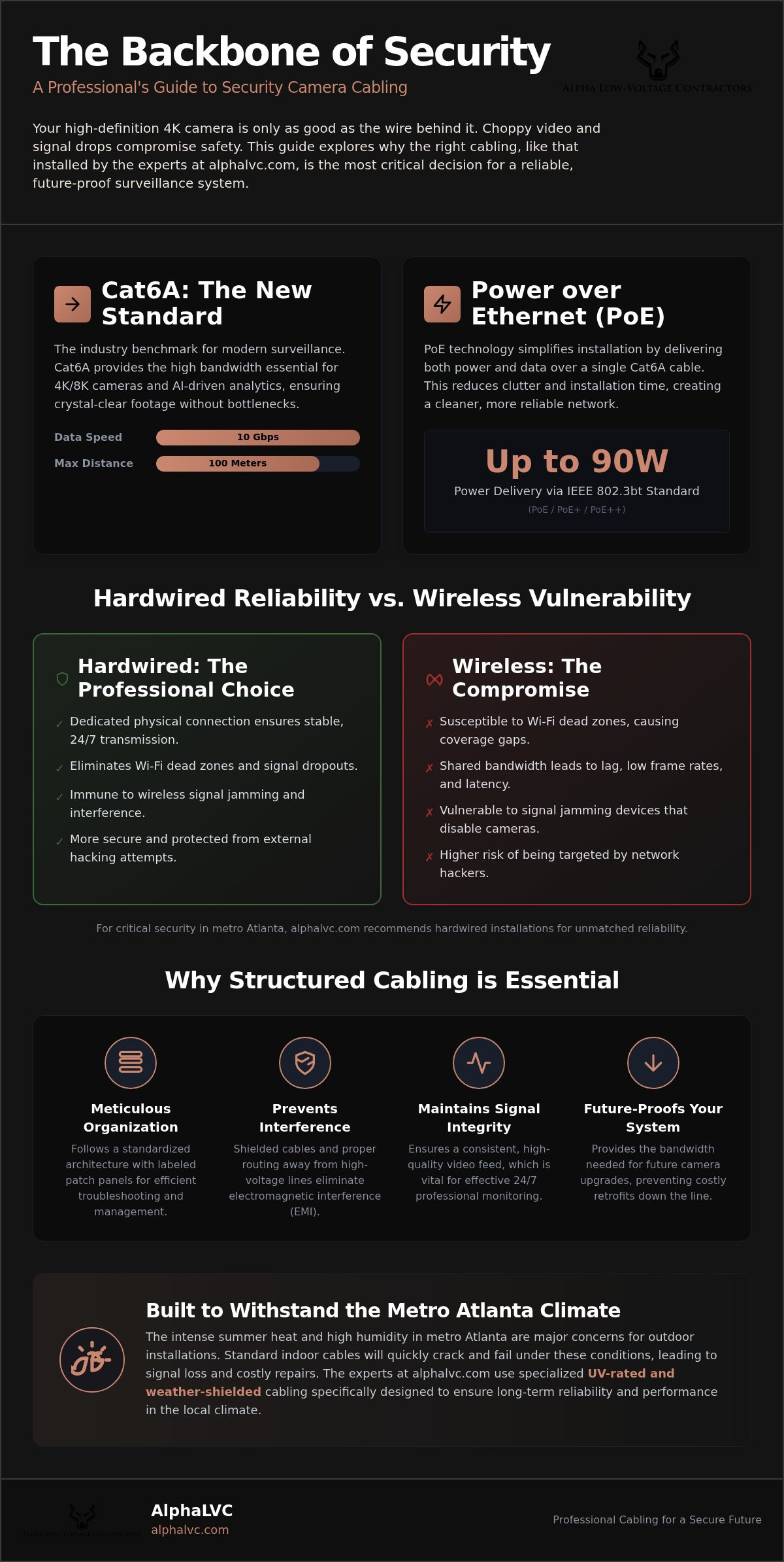 Cabling for security camera systems