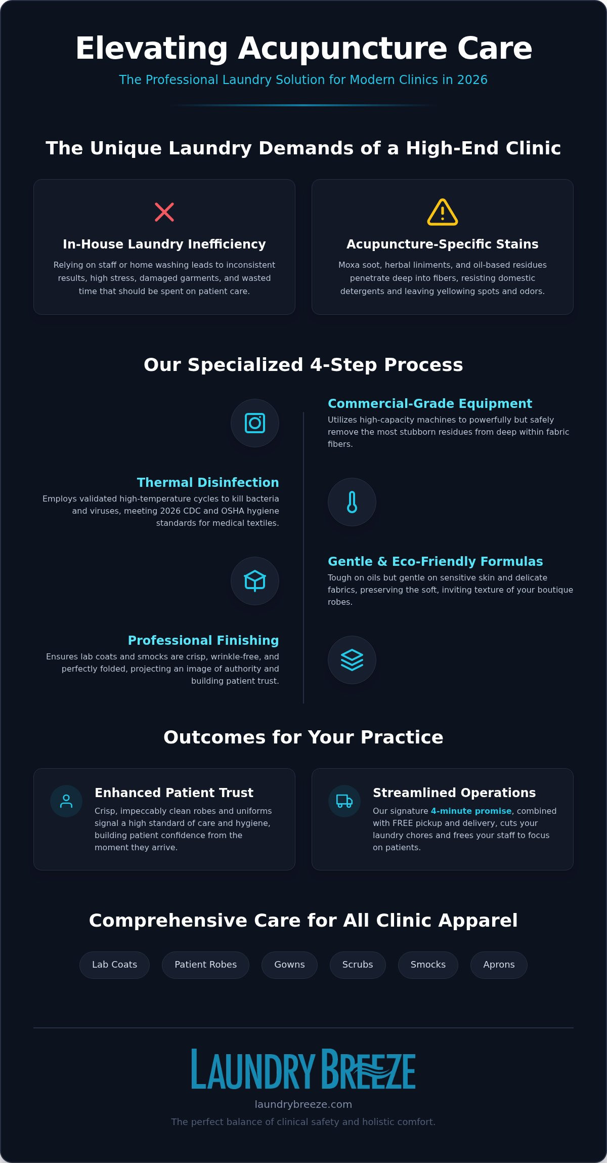 Acupunture Clinic Uniforms Gowns Scrubs Robes Aprons Lab Coats Smocks Apparel Clothing Garment Laundry Service