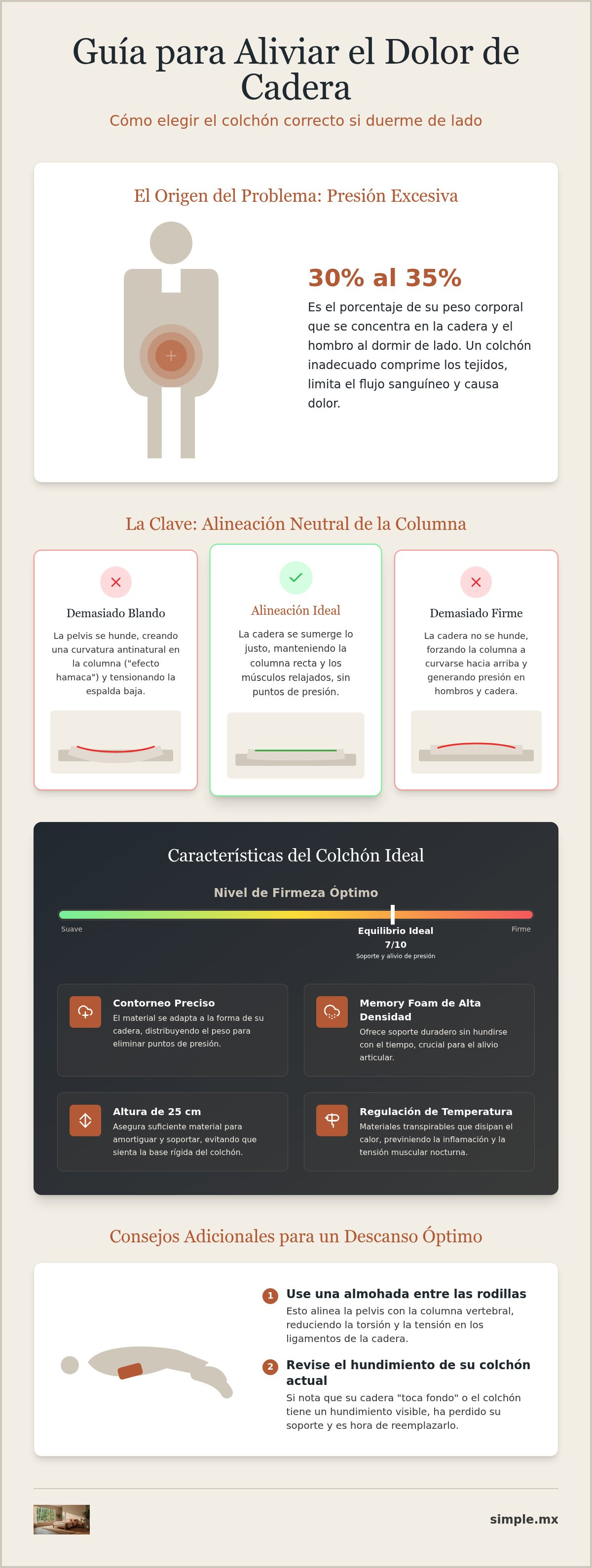 Mejor colchón para dolor de cadera al dormir de lado