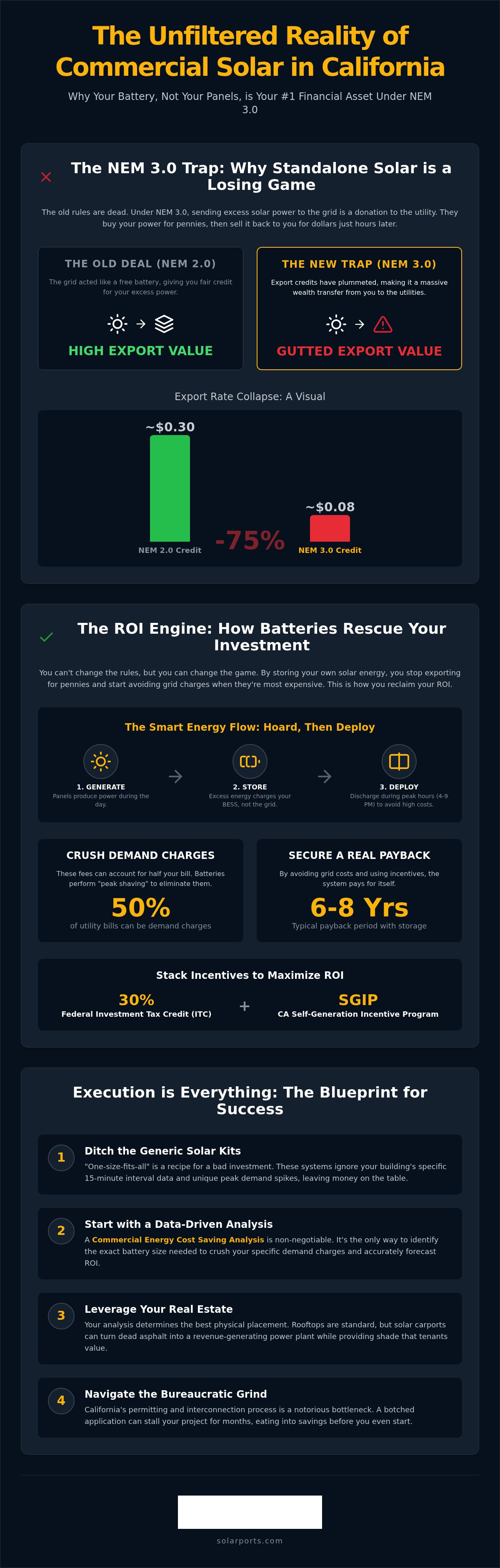 Commercial solar plus storage ROI under NEM 3.0