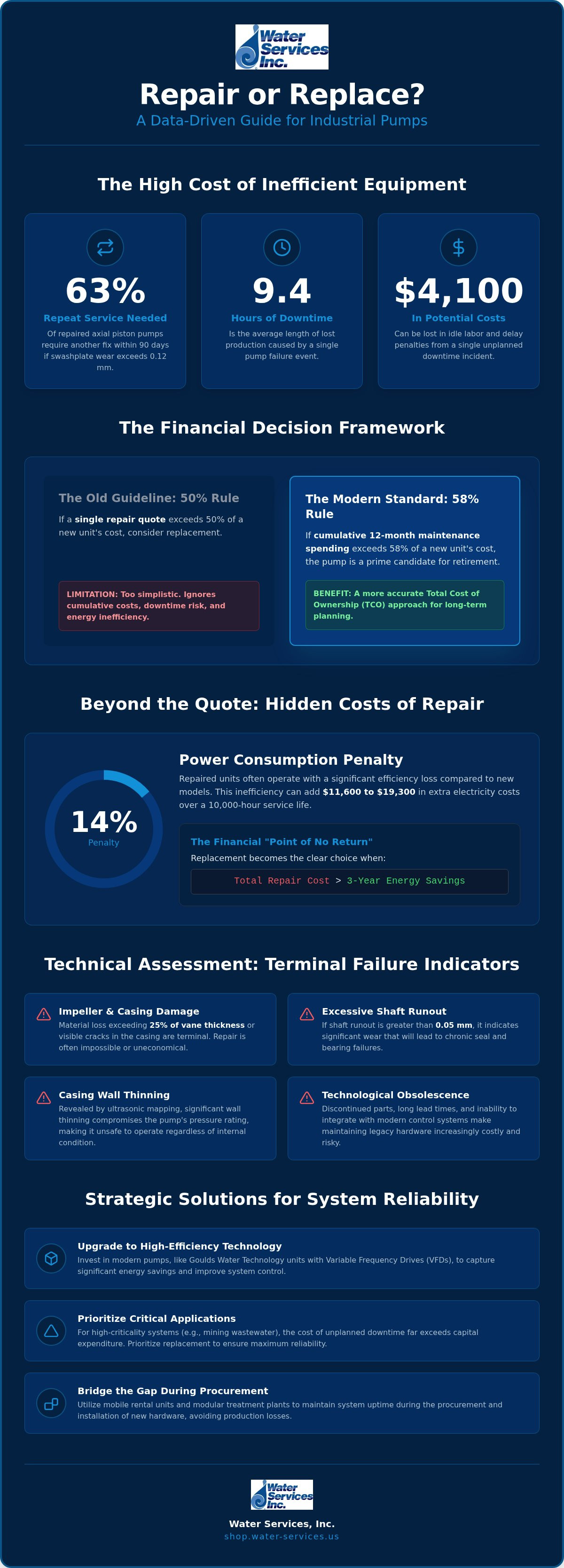 When to repair vs replace an industrial pump