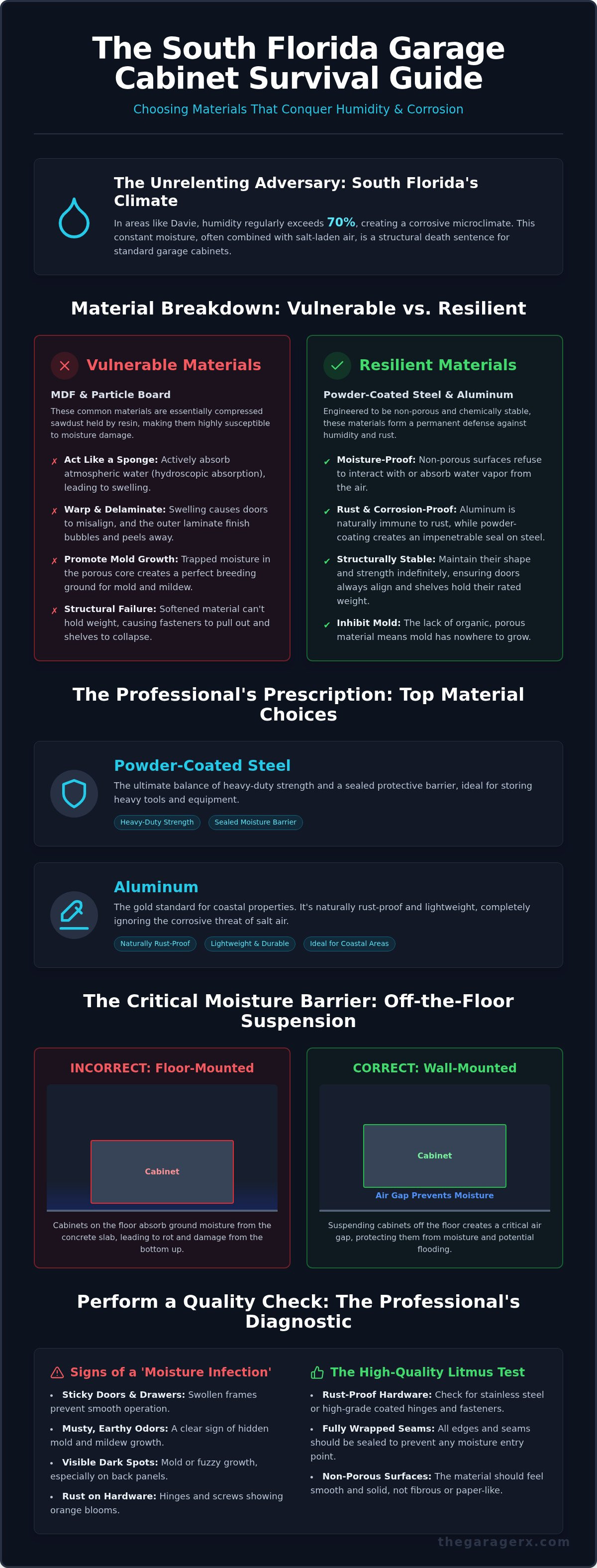 Garage cabinet materials that resist moisture
